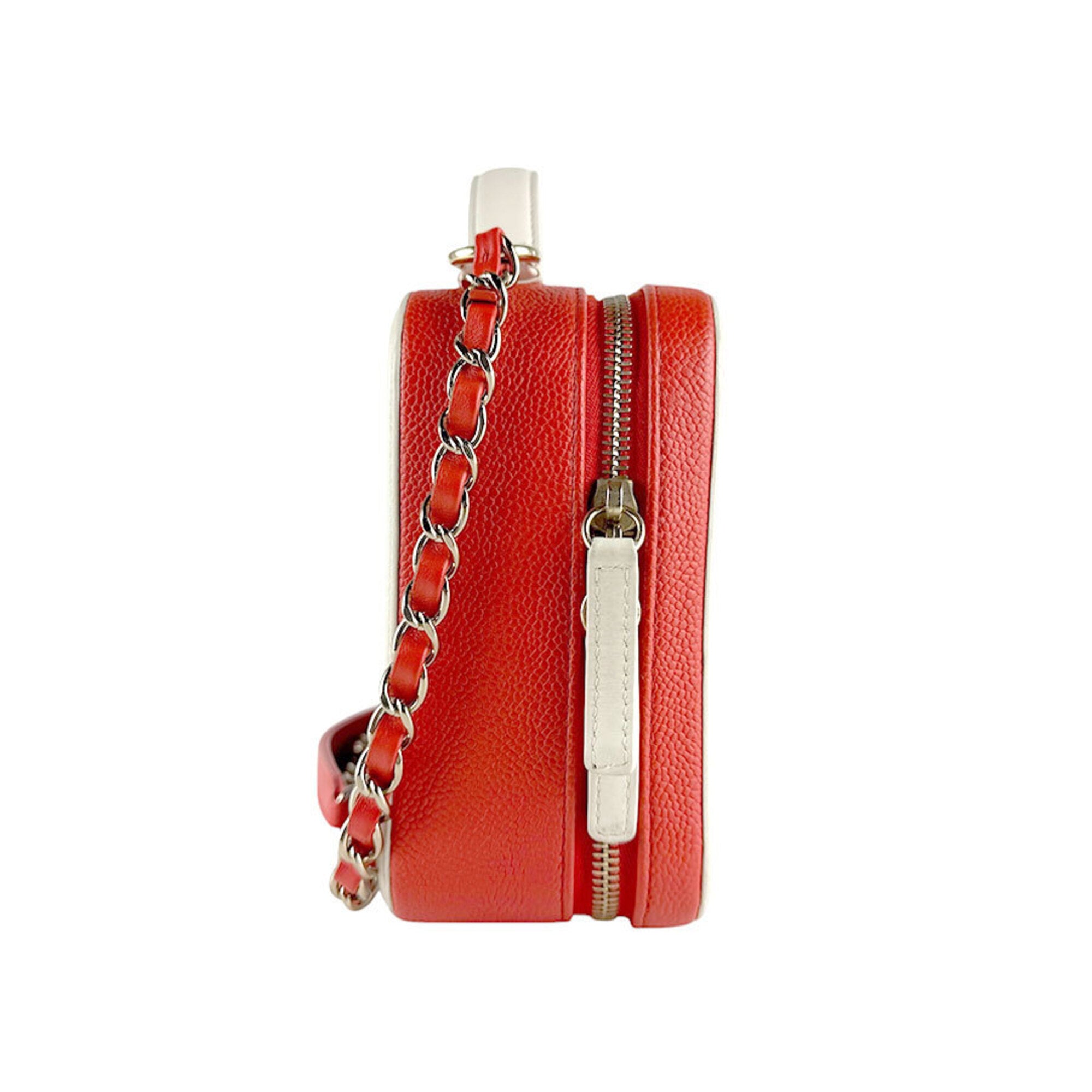 Chanel Blue Red Color White Grained Calfskin Shoulder Bag (Pre-Owned)