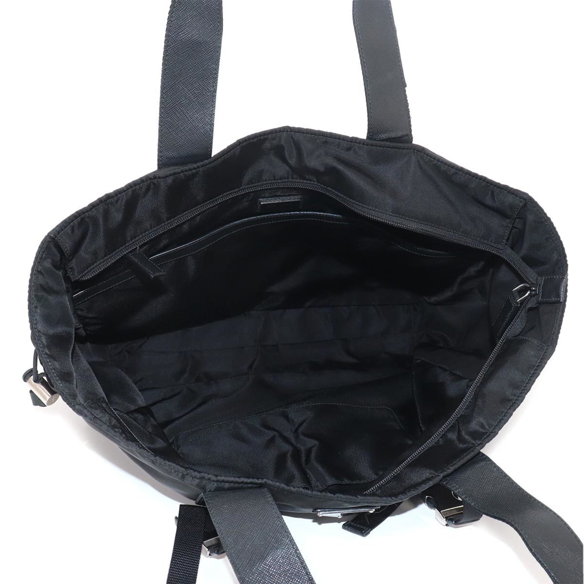 Prada Black Nero Nylon Saffiano Triangle Handbag Tote Bag (Pre-Owned)