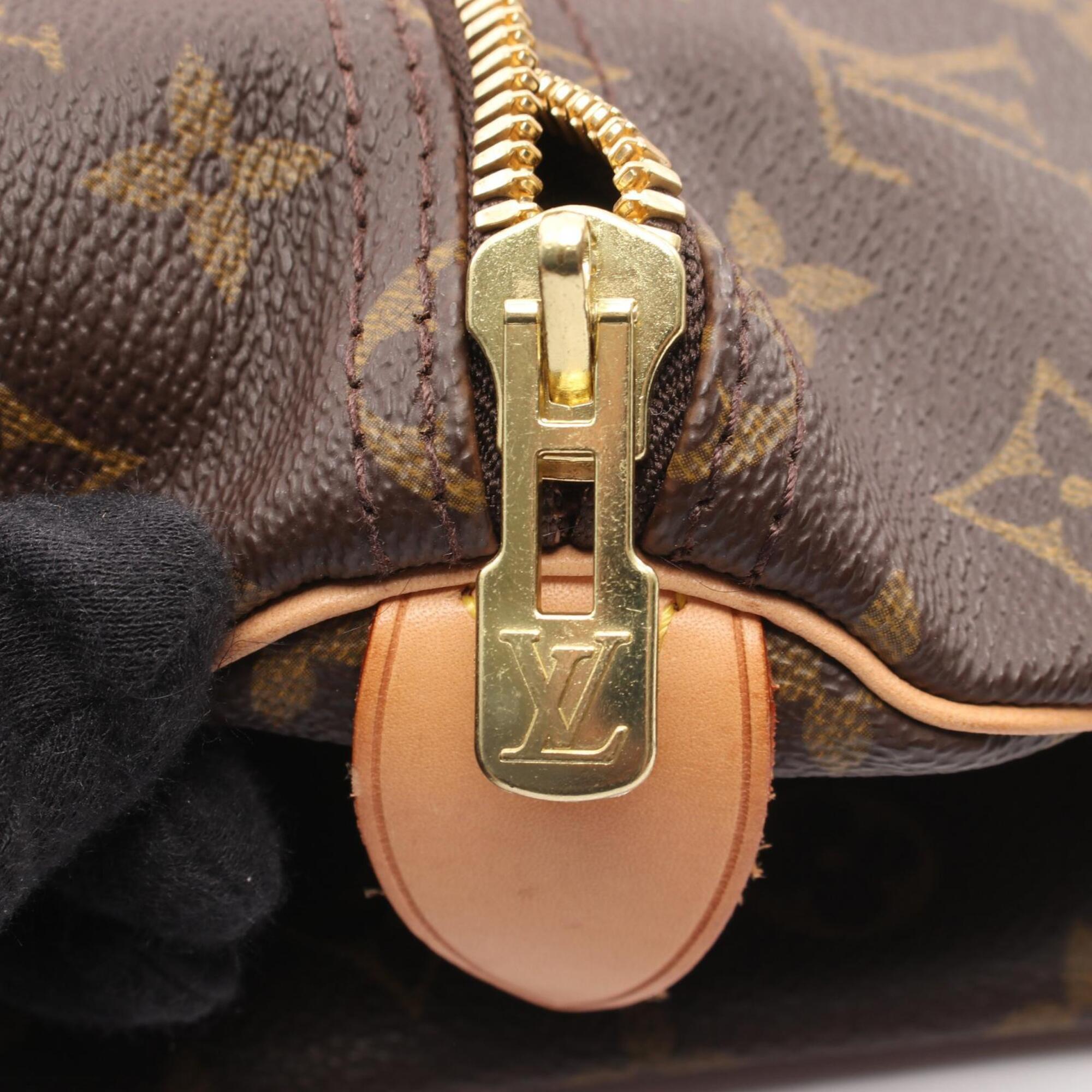 Louis Vuitton Brown Coated Canvas Monogram Leather Boston Bag Handbag (Pre-Owned)
