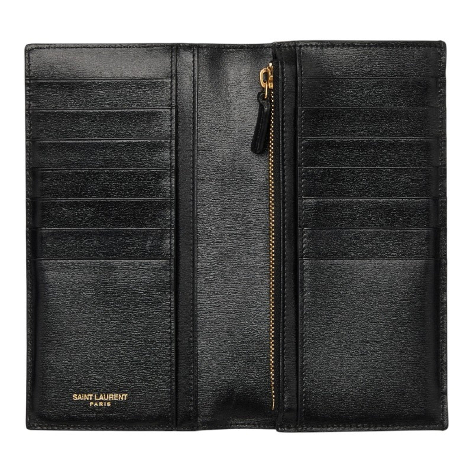 Saint Laurent Black Leather Long Wallet (Bi-Fold) (Pre-Owned)