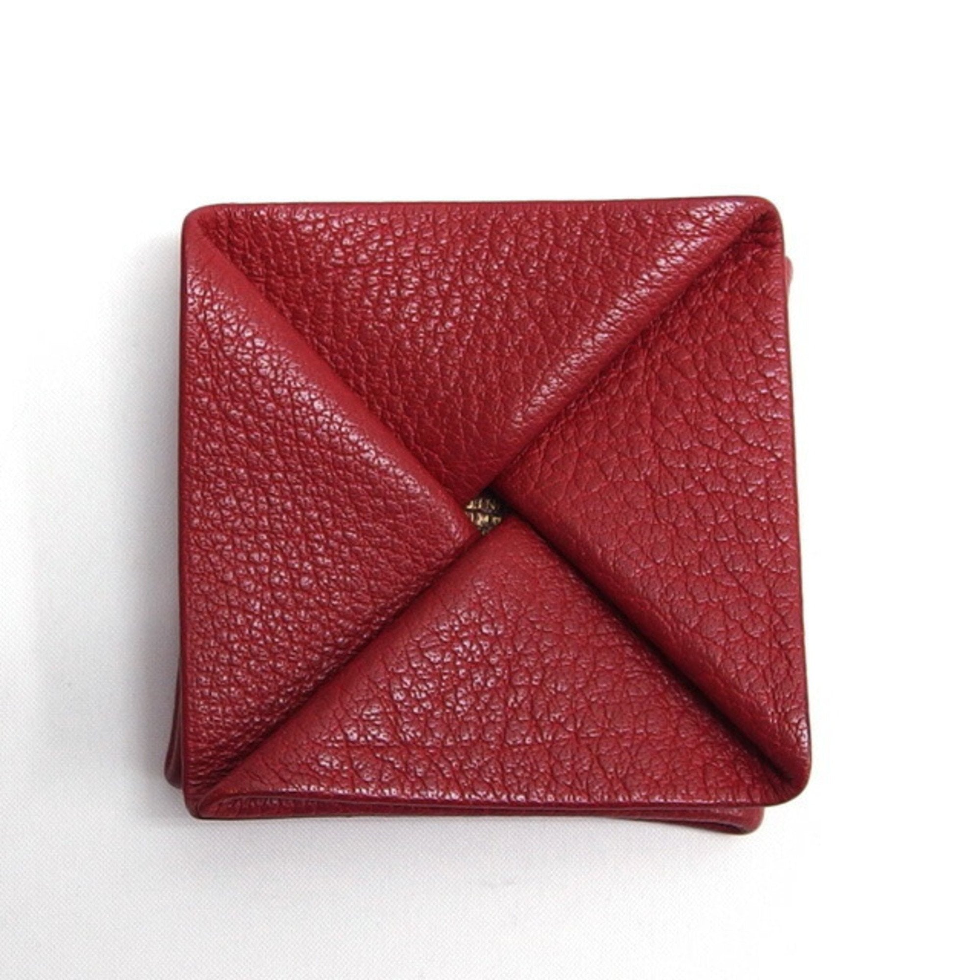 Hermes Zulu Red Color Chevre Leather Coin Purse/Coin Case (Pre-Owned)
