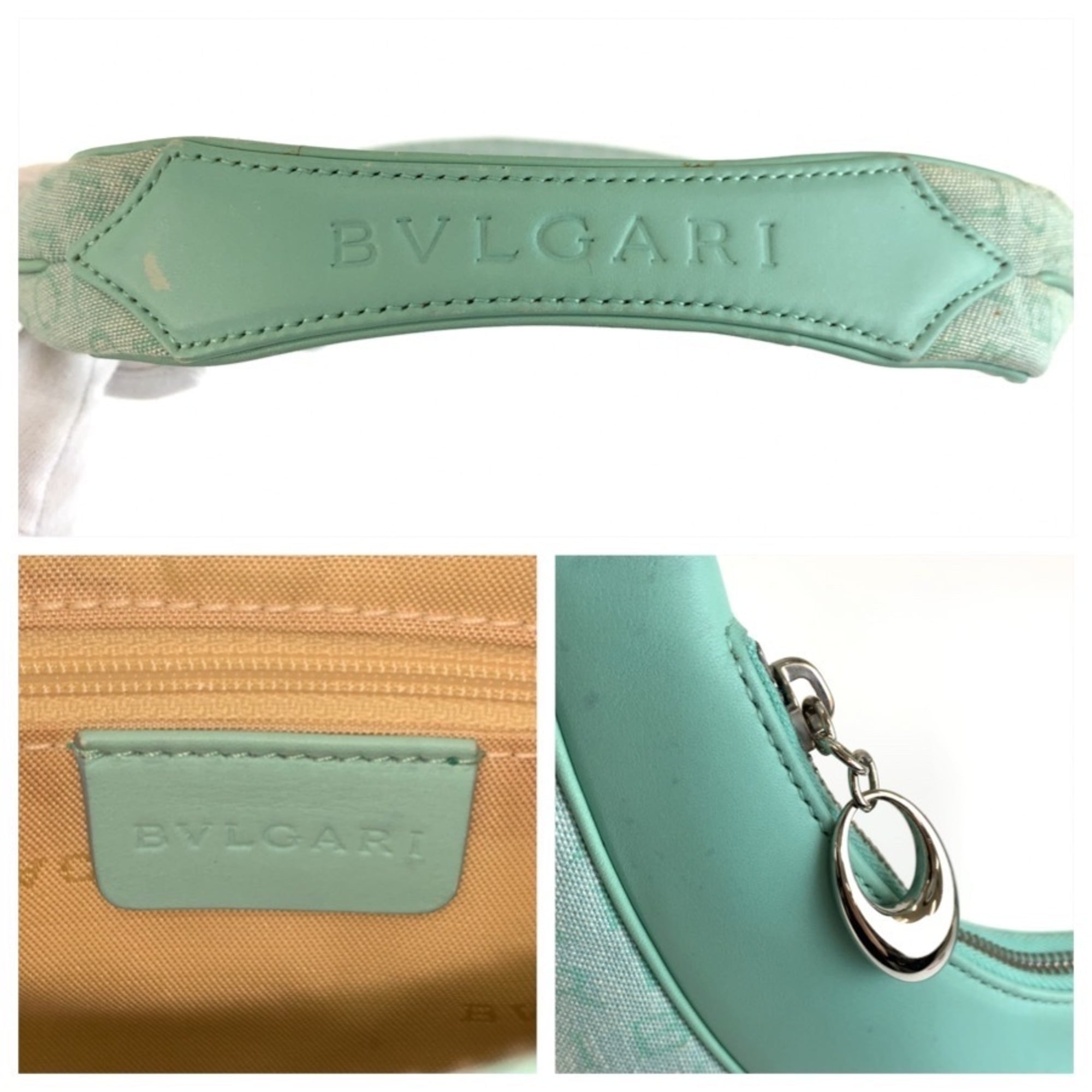 Bvlgari Green Canvas Leather Handbag (Pre-Owned)