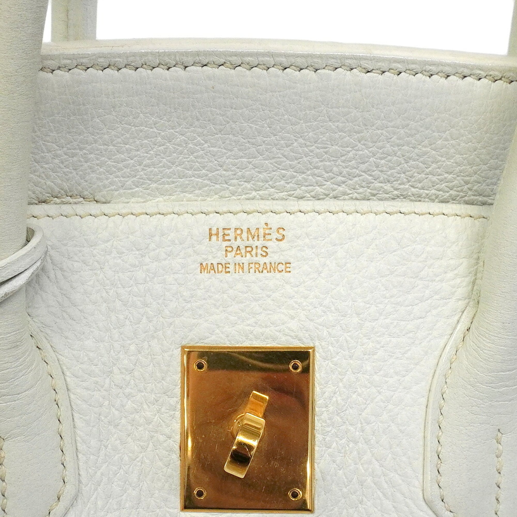 Hermes White Togo Leather Handbag (Pre-Owned)