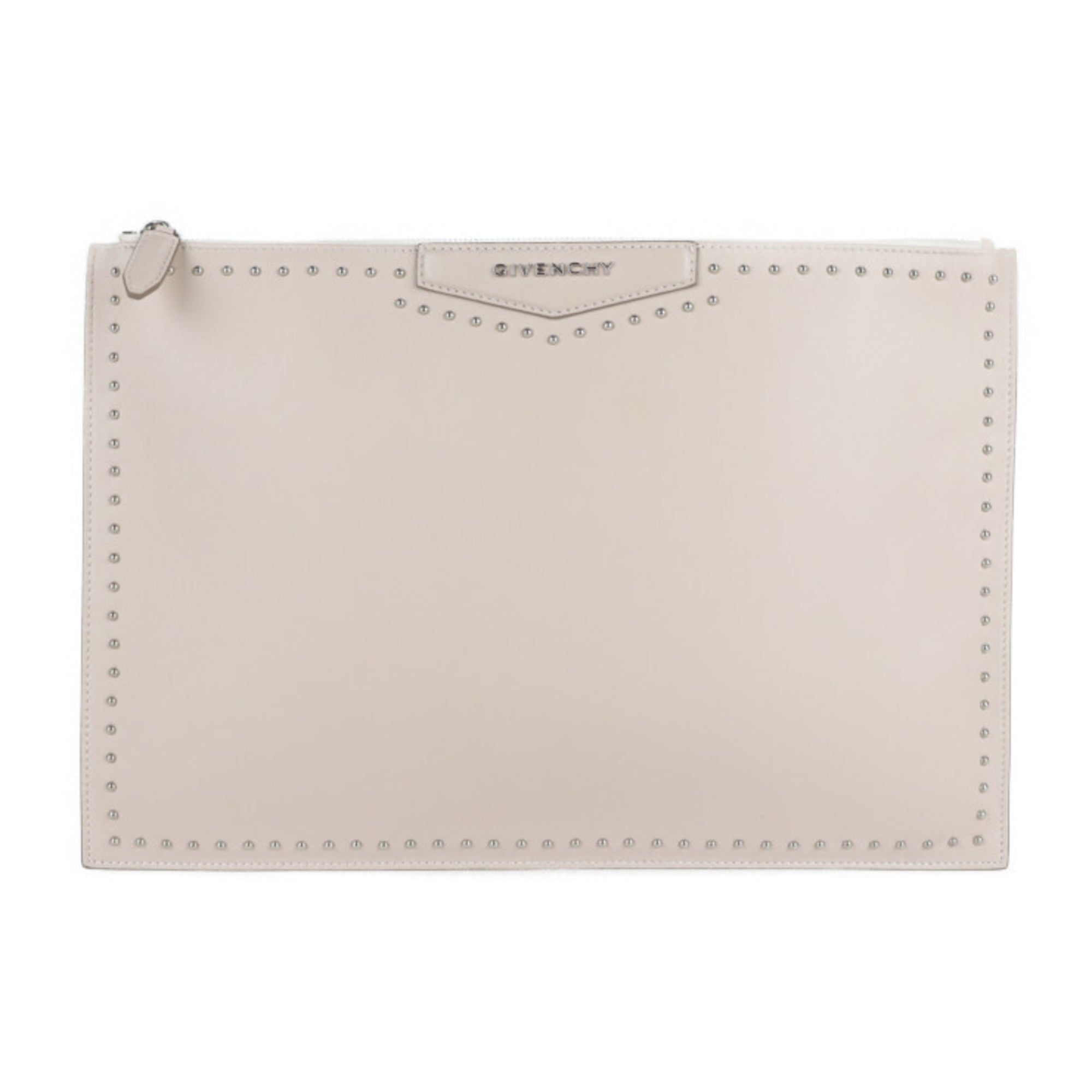 Givenchy Pink Beige Leather Clutch Bag Handbag Pouch (Pre-Owned)
