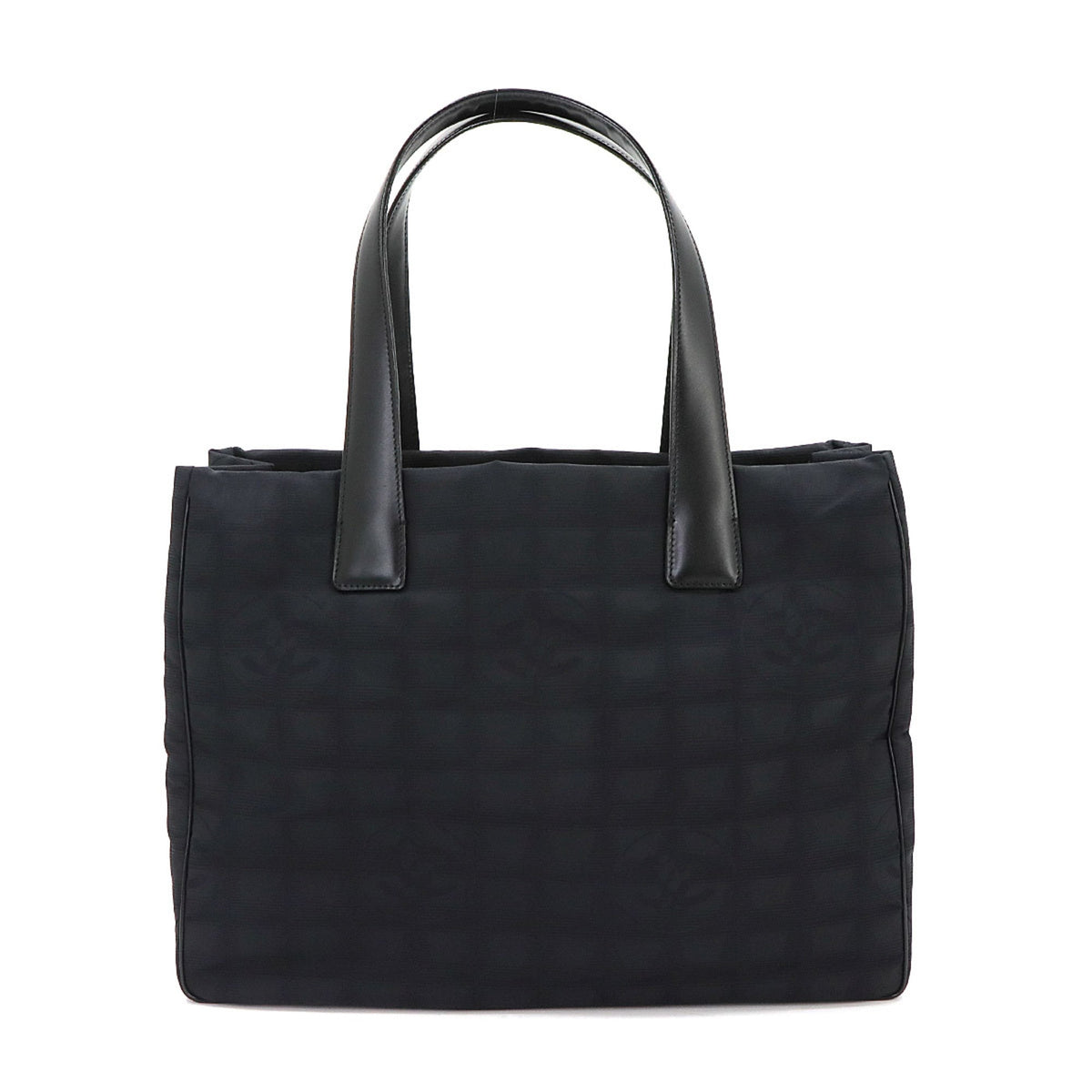 Chanel Black Nylon Jacquard Leather Handbag Tote Bag (Pre-Owned)