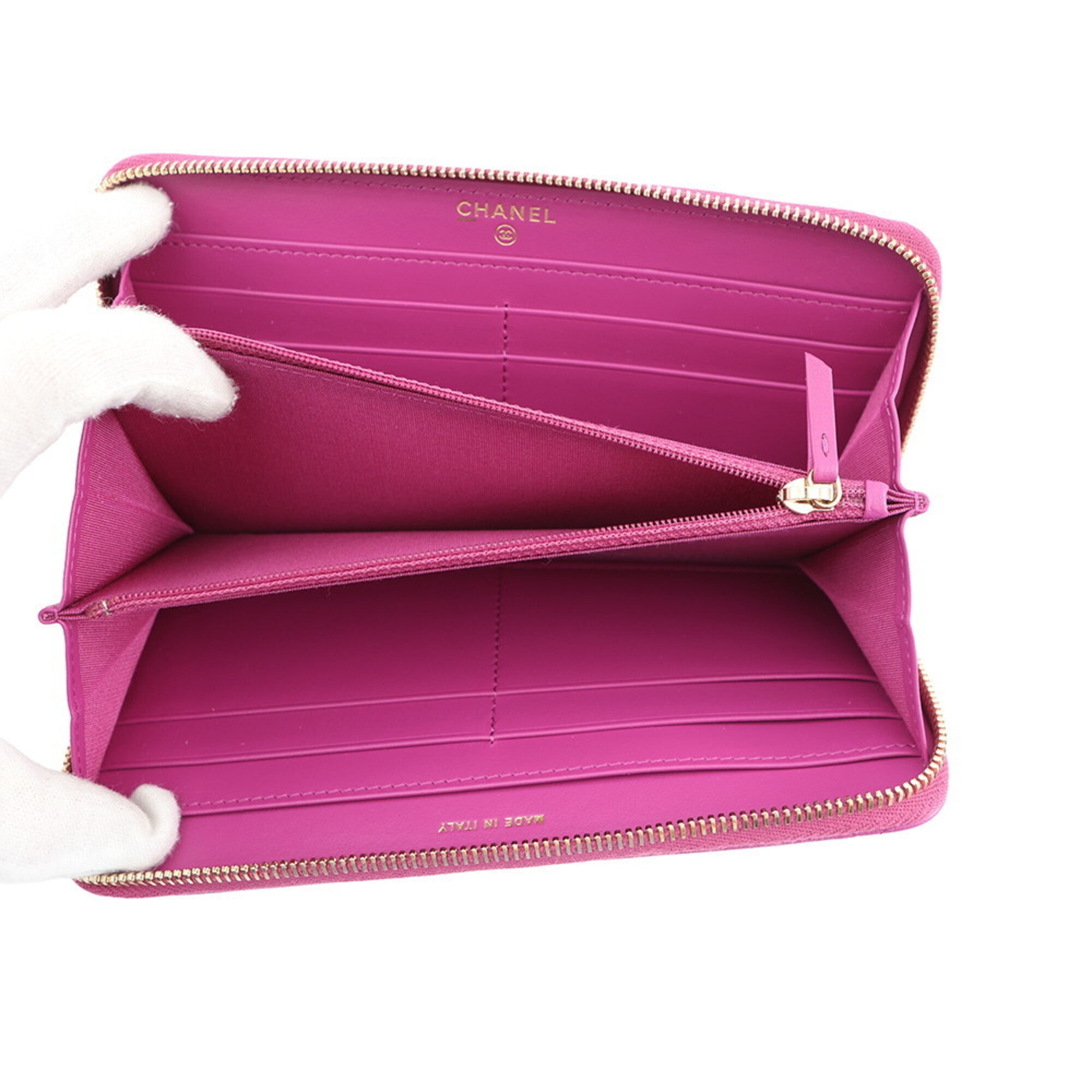 Chanel Purple Leather Long Wallet (Bi-Fold) (Pre-Owned)