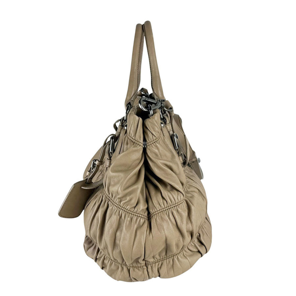 Prada Beige Leather Handbag Shoulder Bag (Pre-Owned)