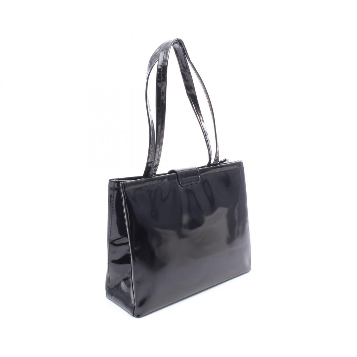 Salvatore Ferragamo Vara Black Patent Leather Shoulder Bag (Pre-Owned)