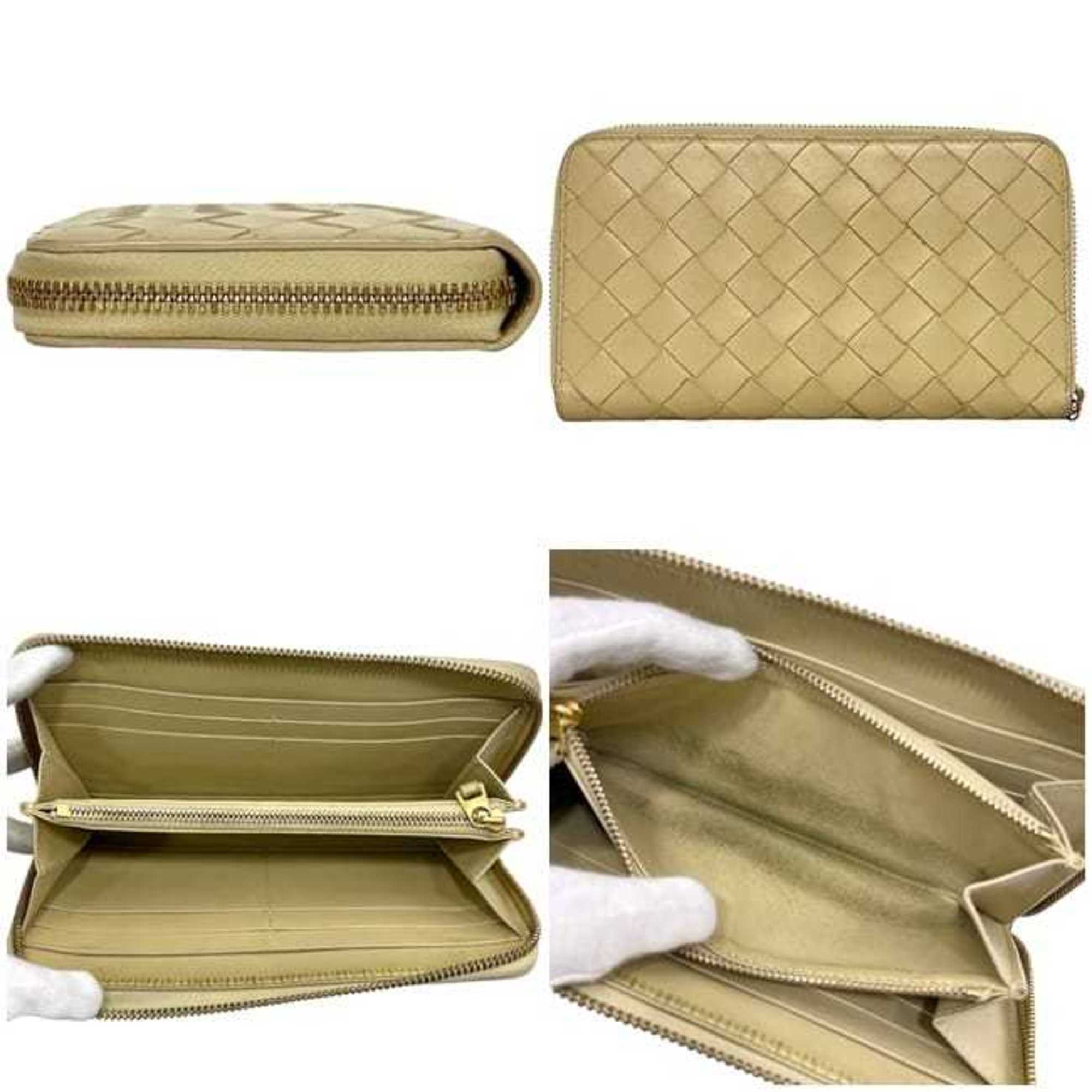 Bottega Veneta Beige Intrecciato Long Wallet (Bi-Fold) (Pre-Owned)