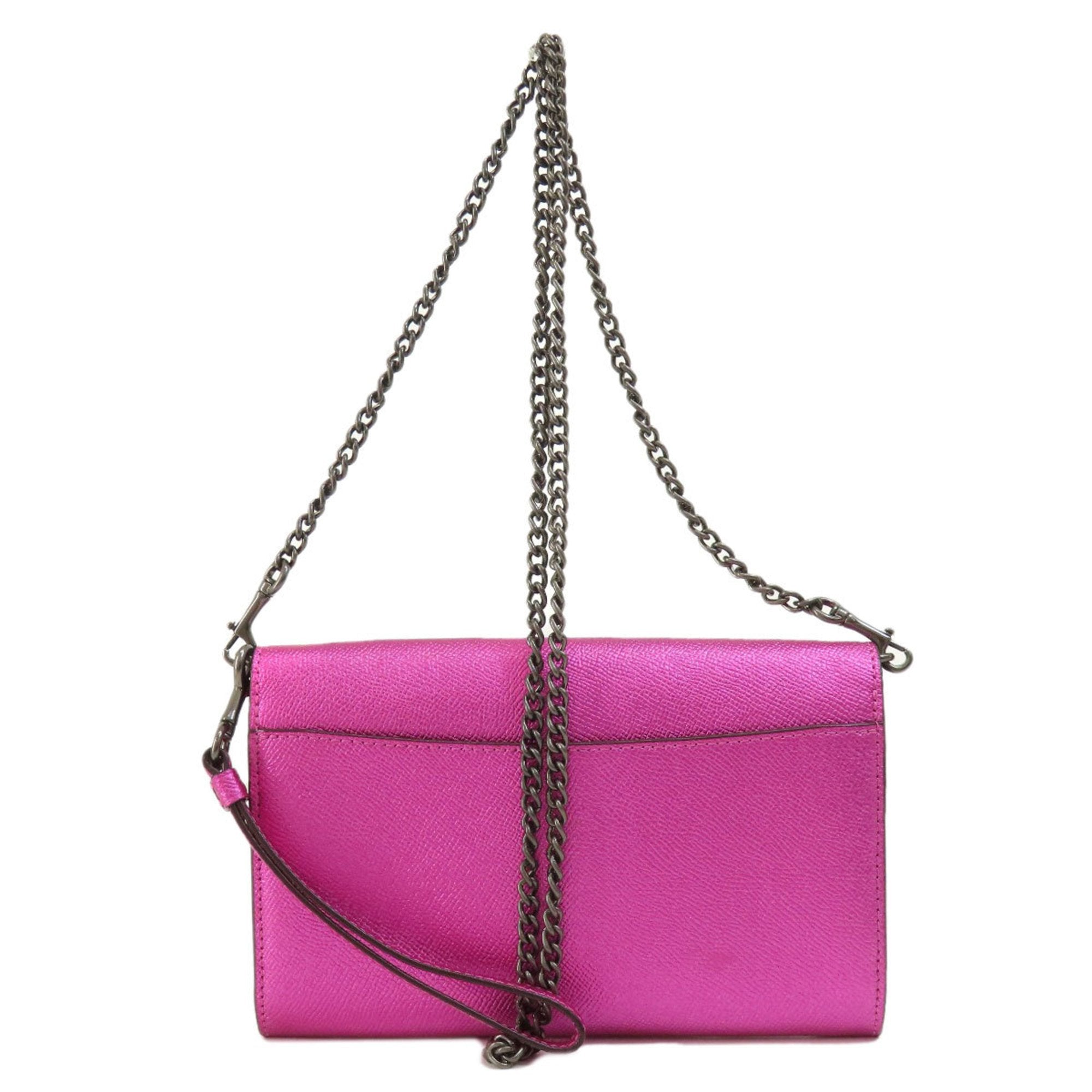 Coach Pink Leather Chain/Shoulder Wallet (Pre-Owned)