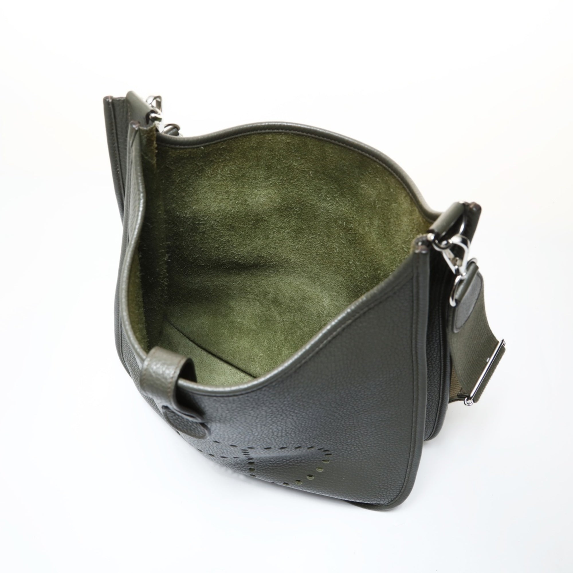 Hermes Evelyne Khaki Taurillon Clemence Leather Shoulder Bag (Pre-Owned)