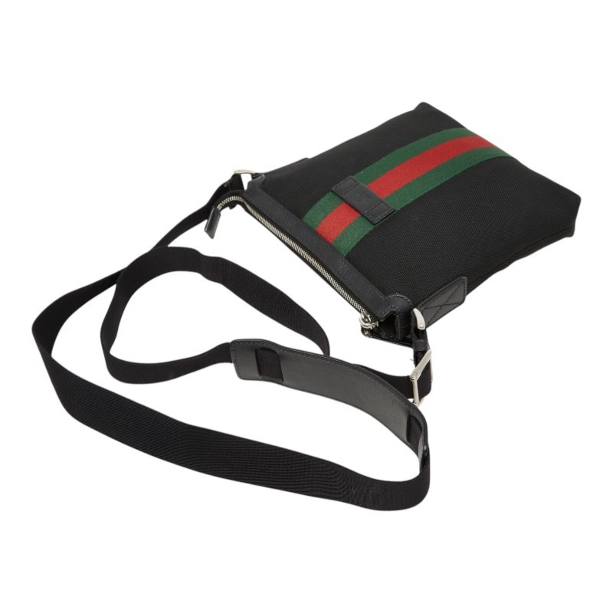 Gucci Black Canvas Leather Shoulder Bag (Pre-Owned)