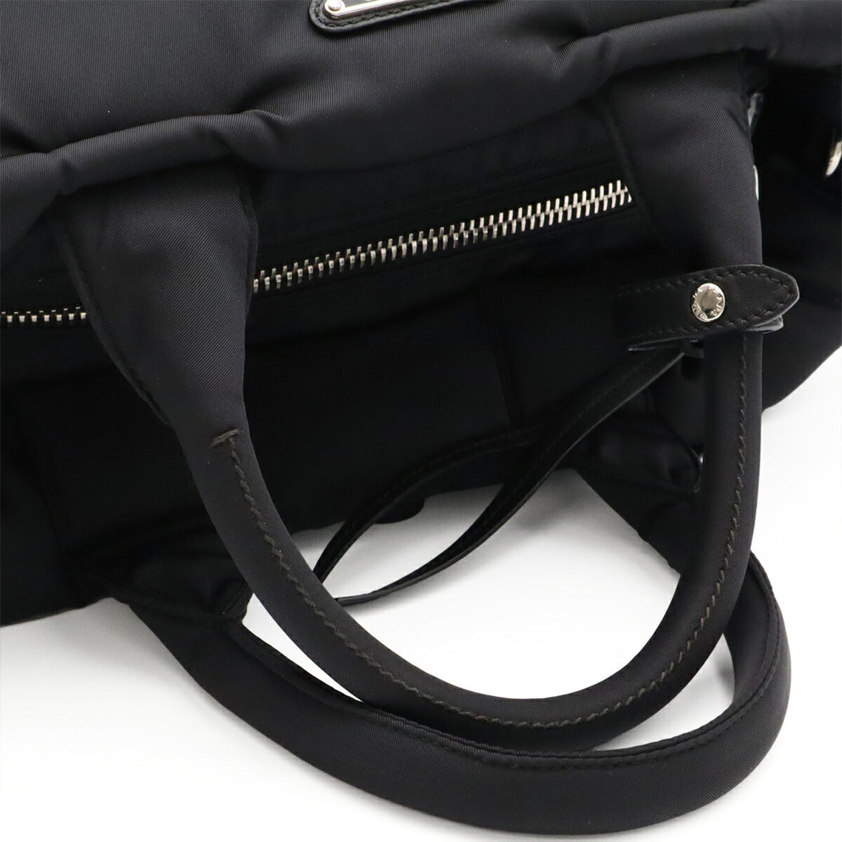 Prada Black Nero Nylon Leather Shoulder Bag Tote Bag (Pre-Owned)