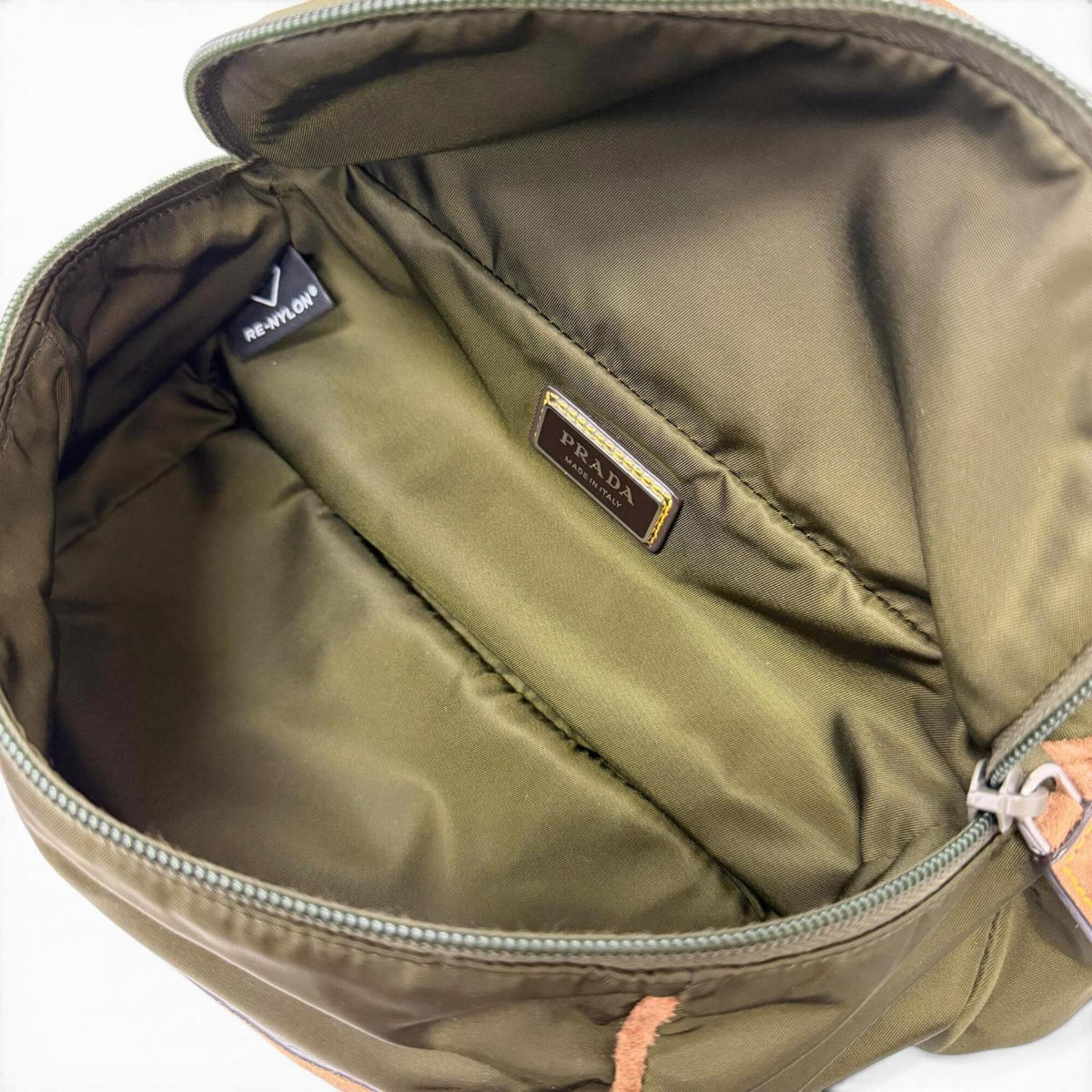 Prada Brown Khaki Polyamide Leather Sling Bag (Pre-Owned)