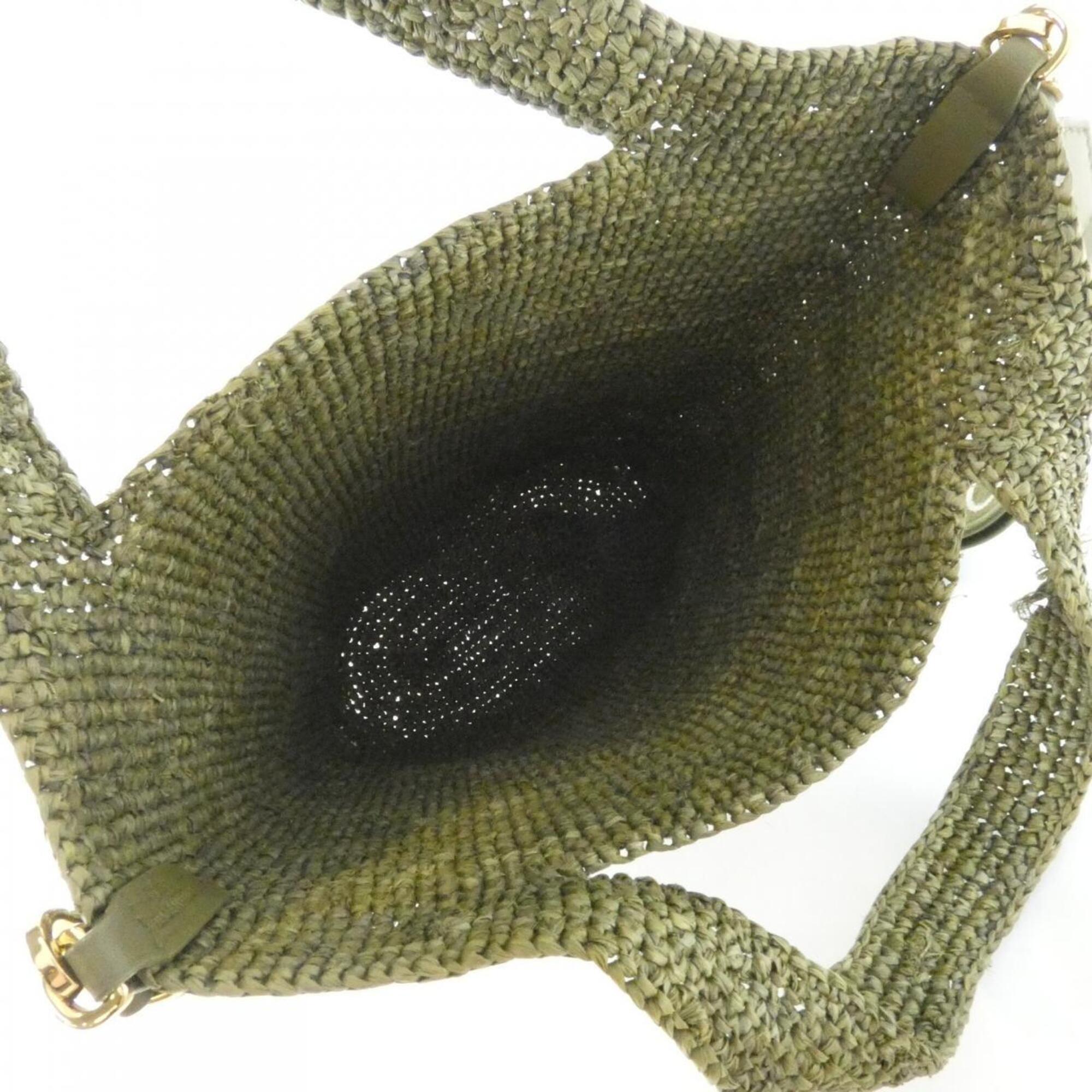 Loewe Olive Raffia Leather Handbag (Pre-Owned)
