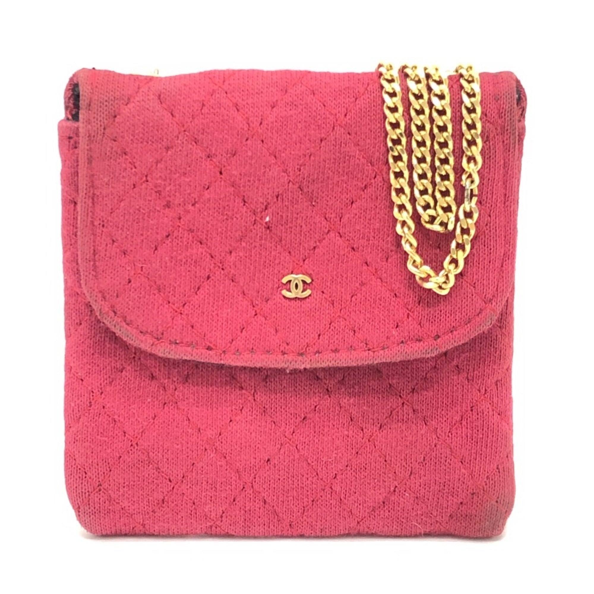 Chanel Red Color Jersey Pouch Shoulder Bag (Pre-Owned)