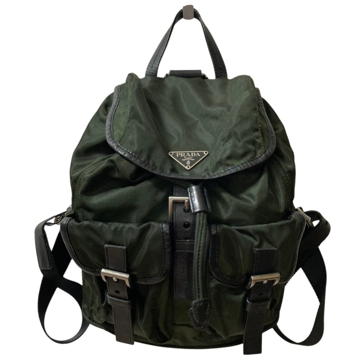 Prada Black Green Nylon Backpack (Pre-Owned)