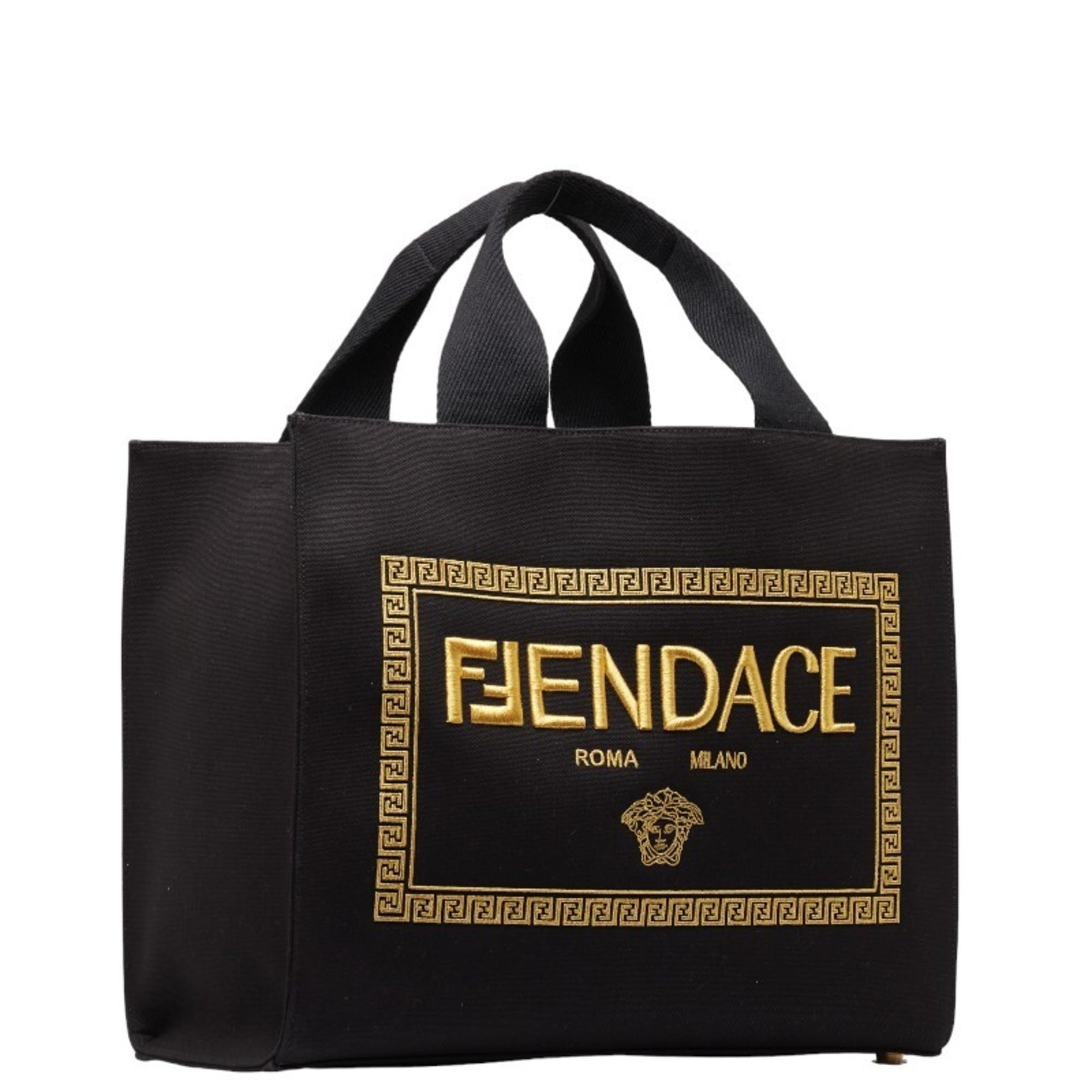 Fendi Black Yellow Canvas Shoulder Bag Tote Bag (Pre-Owned)