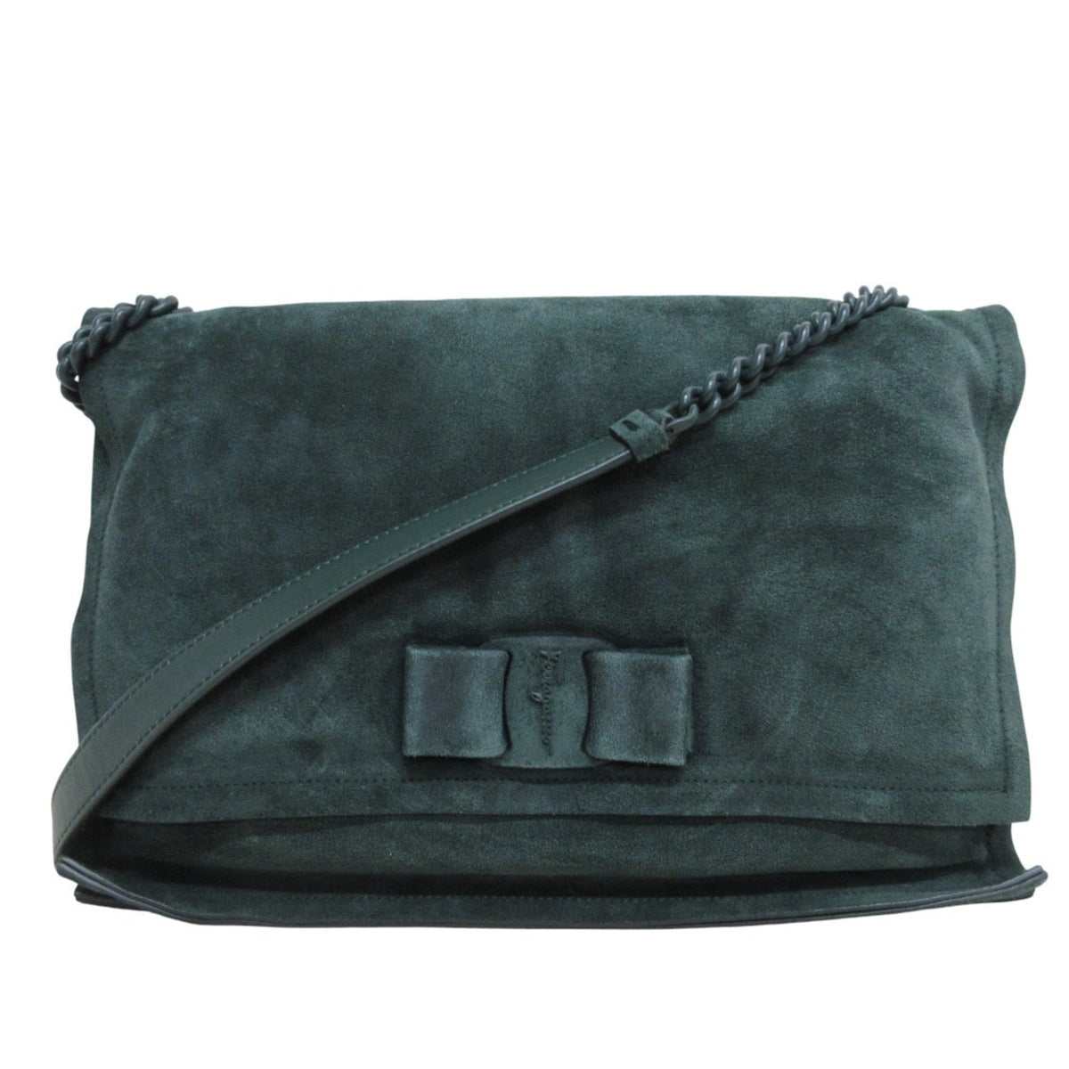 Salvatore Ferragamo Green Suede Shoulder Bag (Pre-Owned)