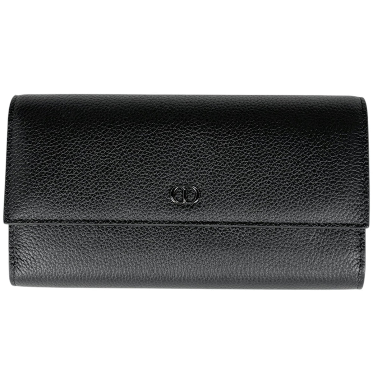 Christian Dior Gray Leather Long Wallet (Bi-Fold) (Pre-Owned)