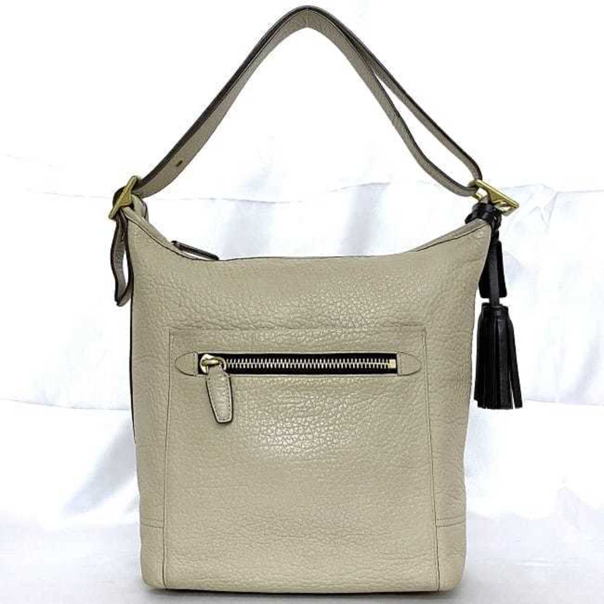 Coach Beige Leather Shoulder Bag (Pre-Owned)