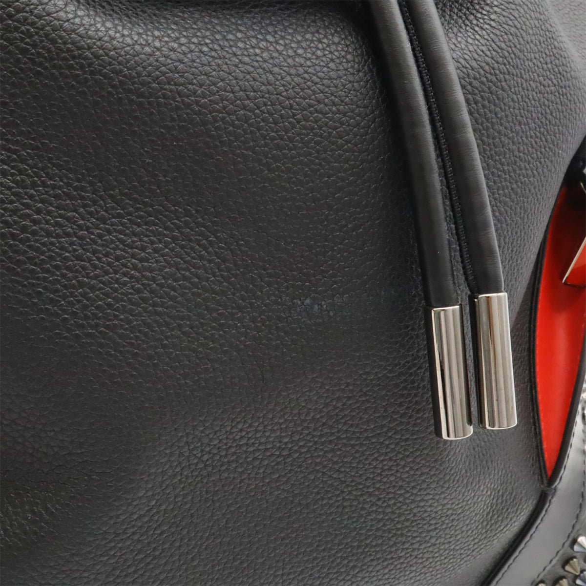 Christian Louboutin Black Red Color Leather Rubber Backpack (Pre-Owned)
