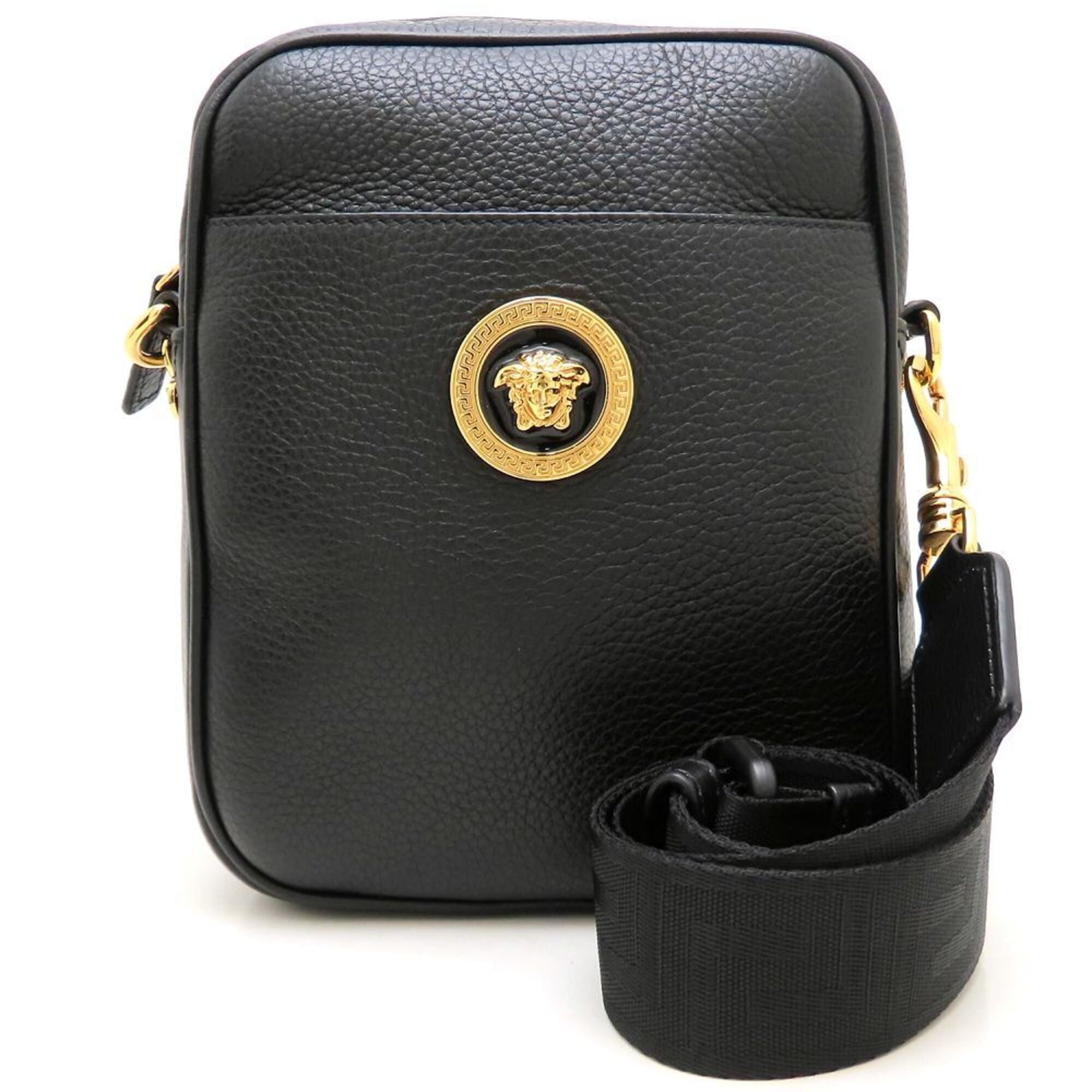 Versace Black Leather Shoulder Bag (Pre-Owned)