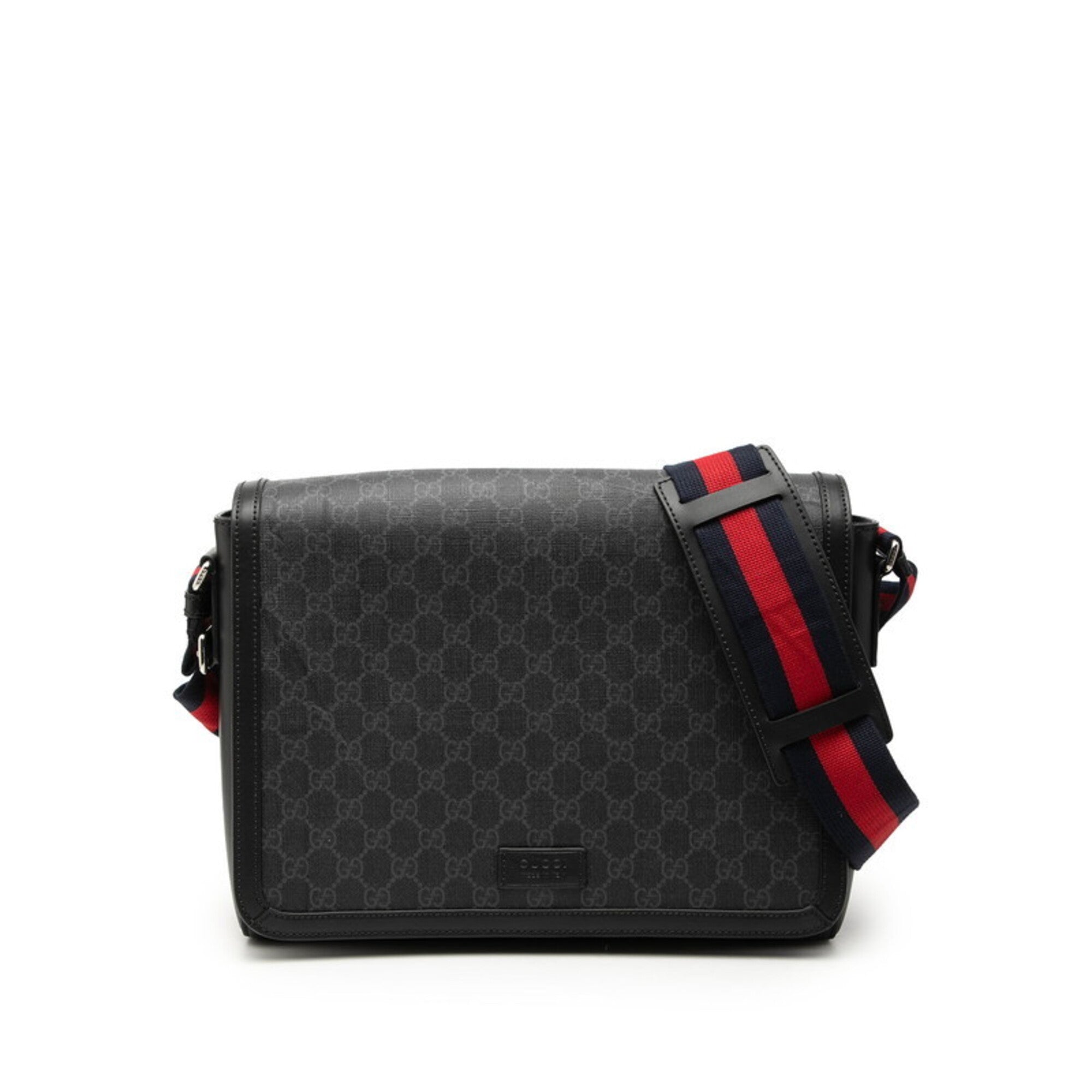 Gucci Black Gray Gg Supreme Messenger Bag Shoulder Bag (Pre-Owned)