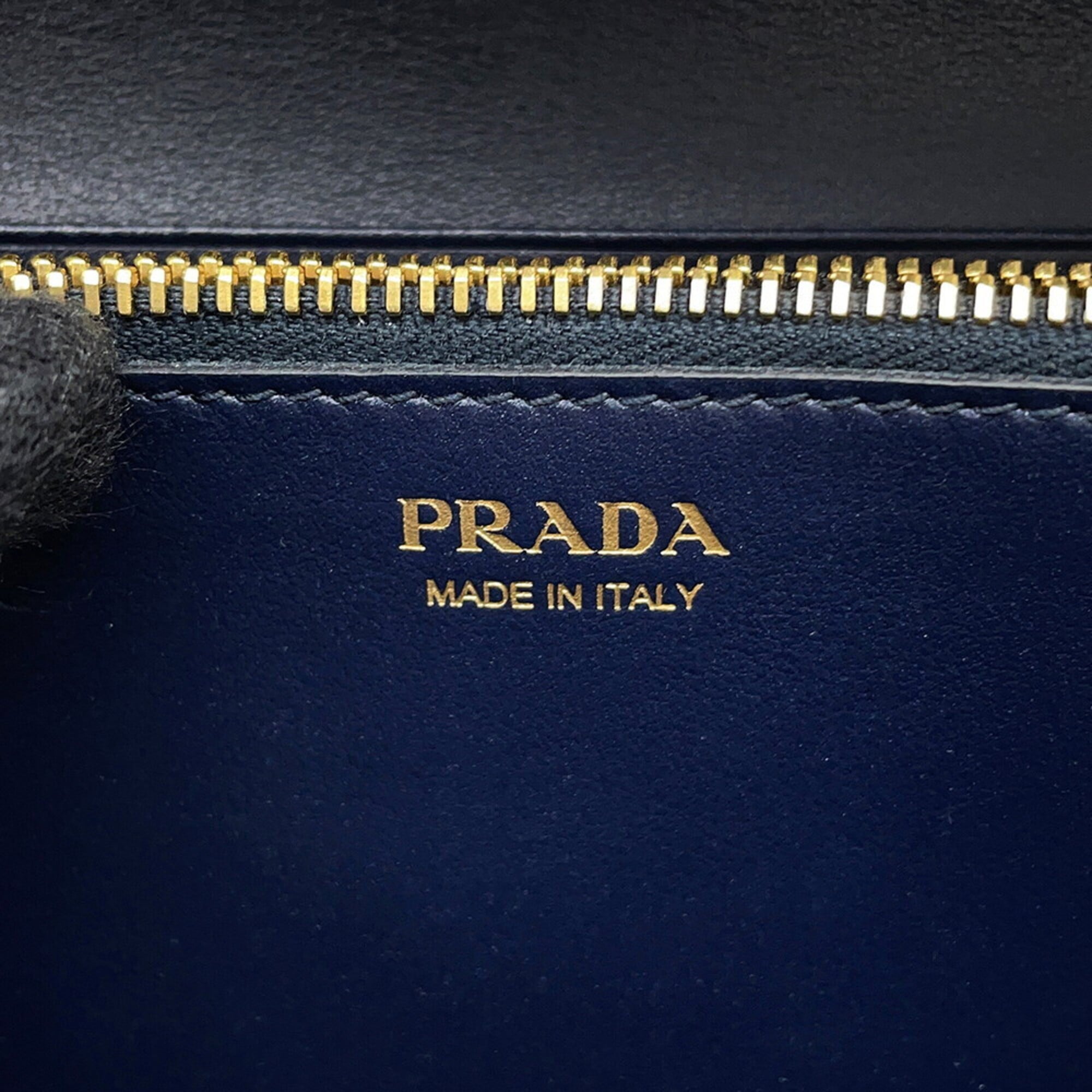 Prada Blue Multi-Color Leather Chain/Shoulder Wallet (Pre-Owned)