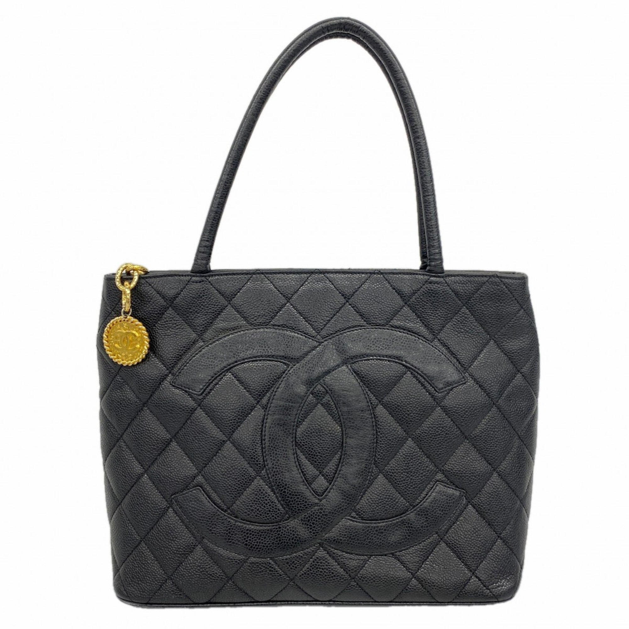 Chanel Black Grained Calfskin Tote Bag (Pre-Owned)
