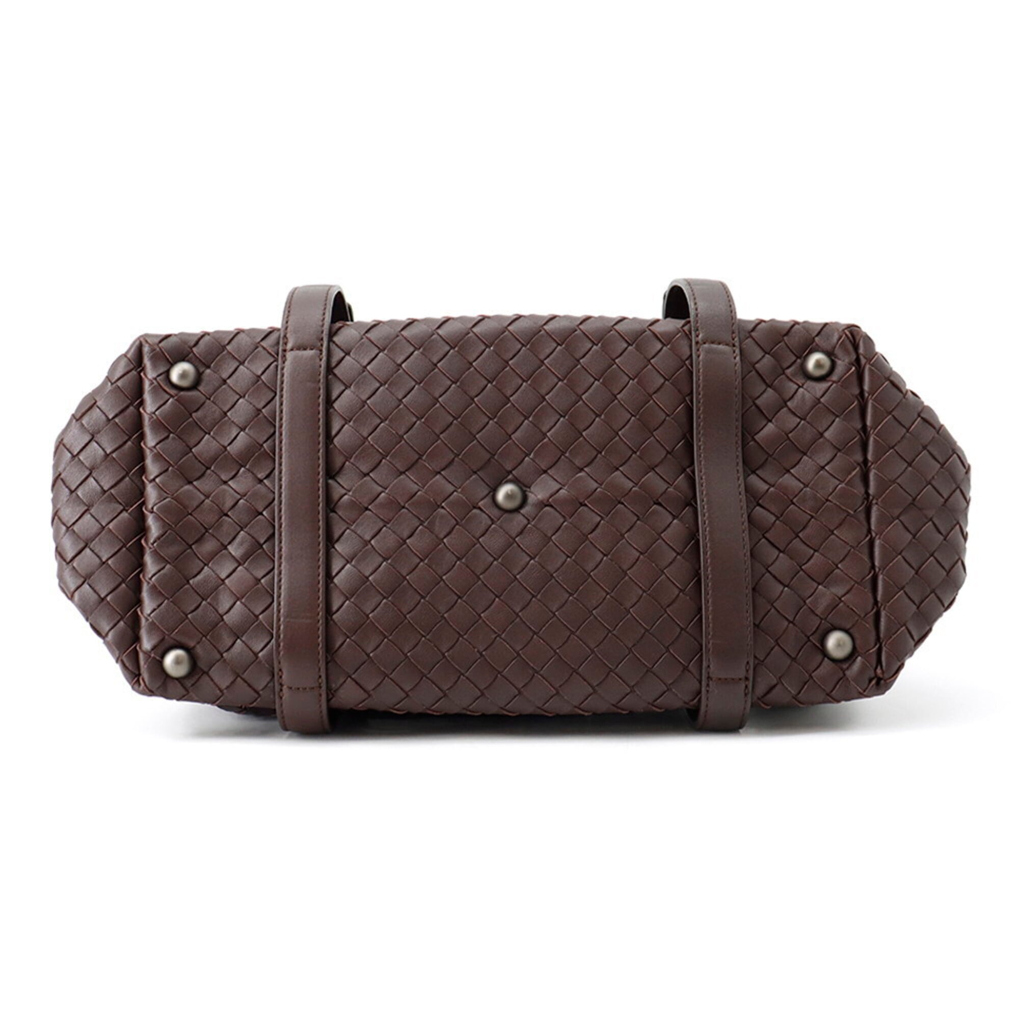 Bottega Veneta Intrecciato Bordeaux Leather Handbag (Pre-Owned)