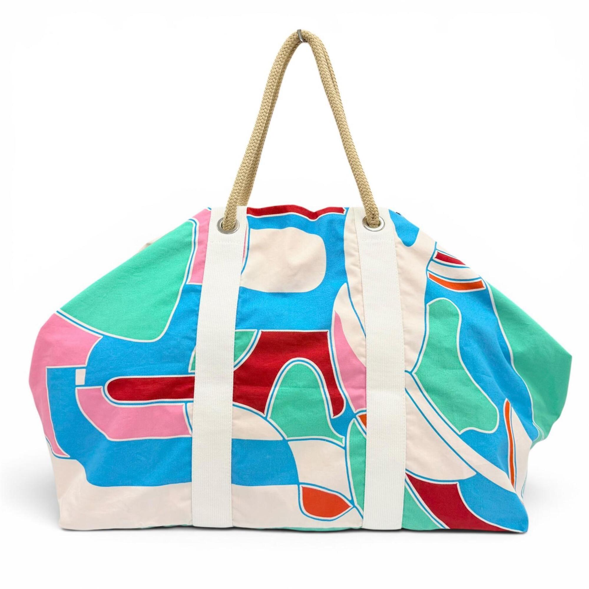 Hermes Multi-Color Cotton Beach Bag Tote Bag (Pre-Owned)