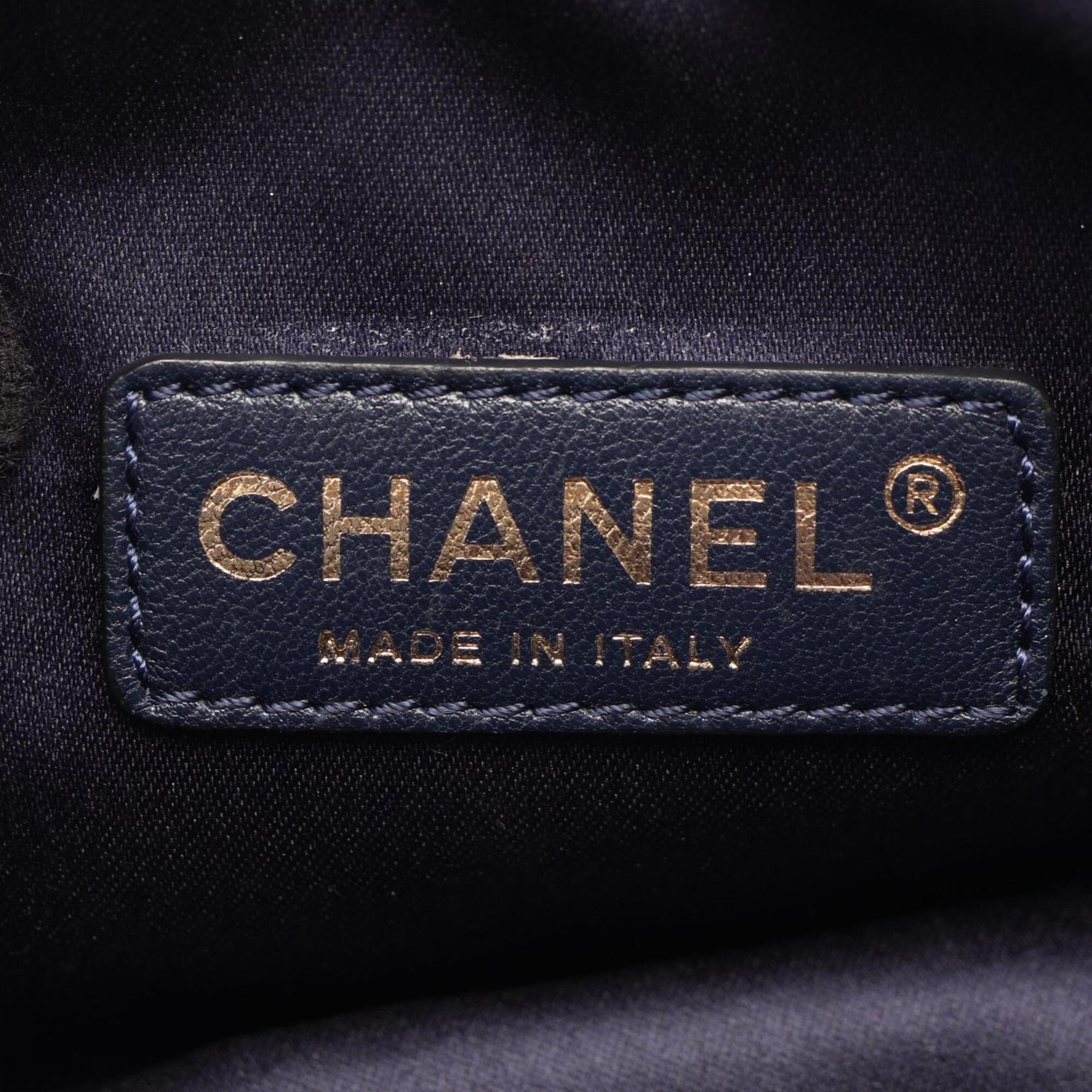 Chanel Blue Leather Handbag Shoulder Bag (Pre-Owned)