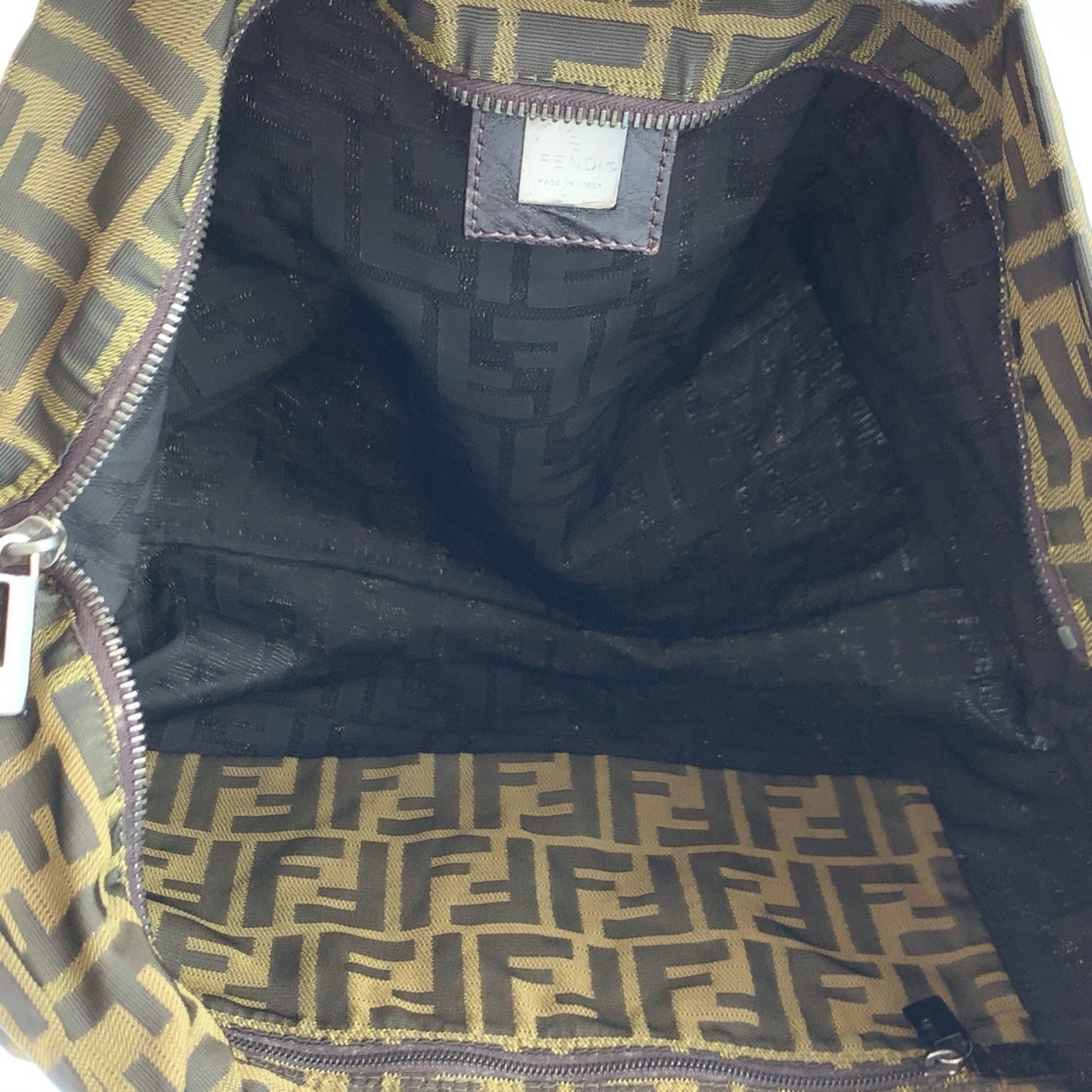 Fendi Brown Canvas Leather Shoulder Bag Tote Bag (Pre-Owned)