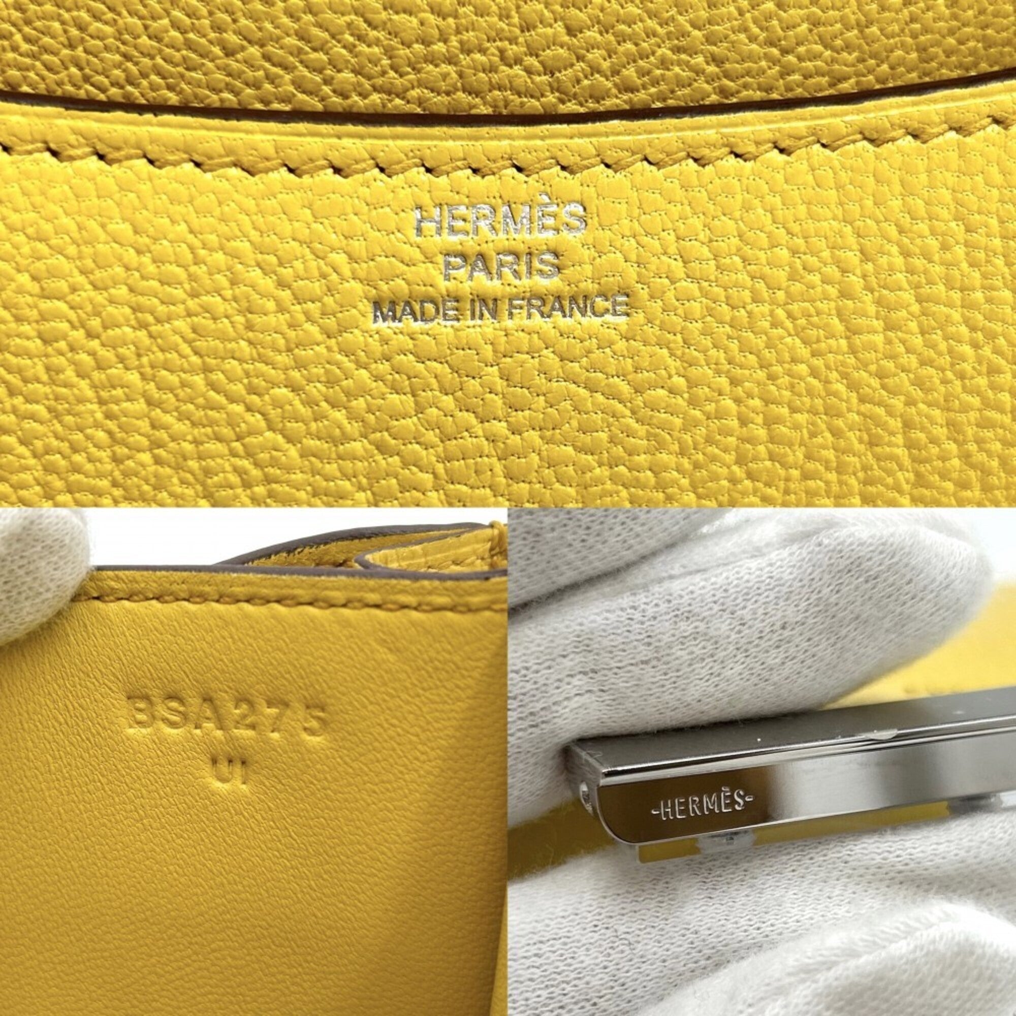 Hermes Yellow Chevre Leather Pochette Shoulder Bag (Pre-Owned)