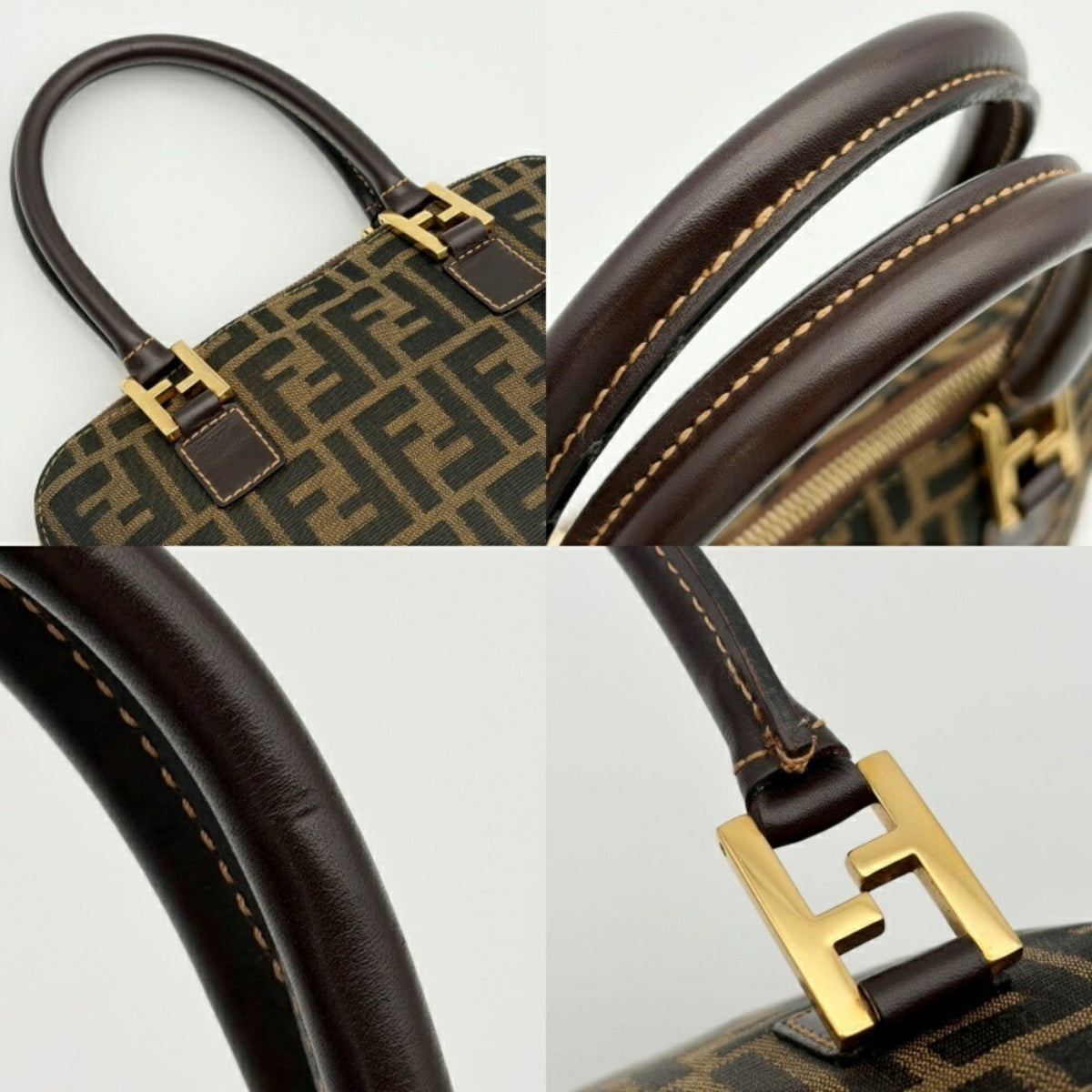 Fendi Brown Canvas Leather Shoulder Bag (Pre-Owned)