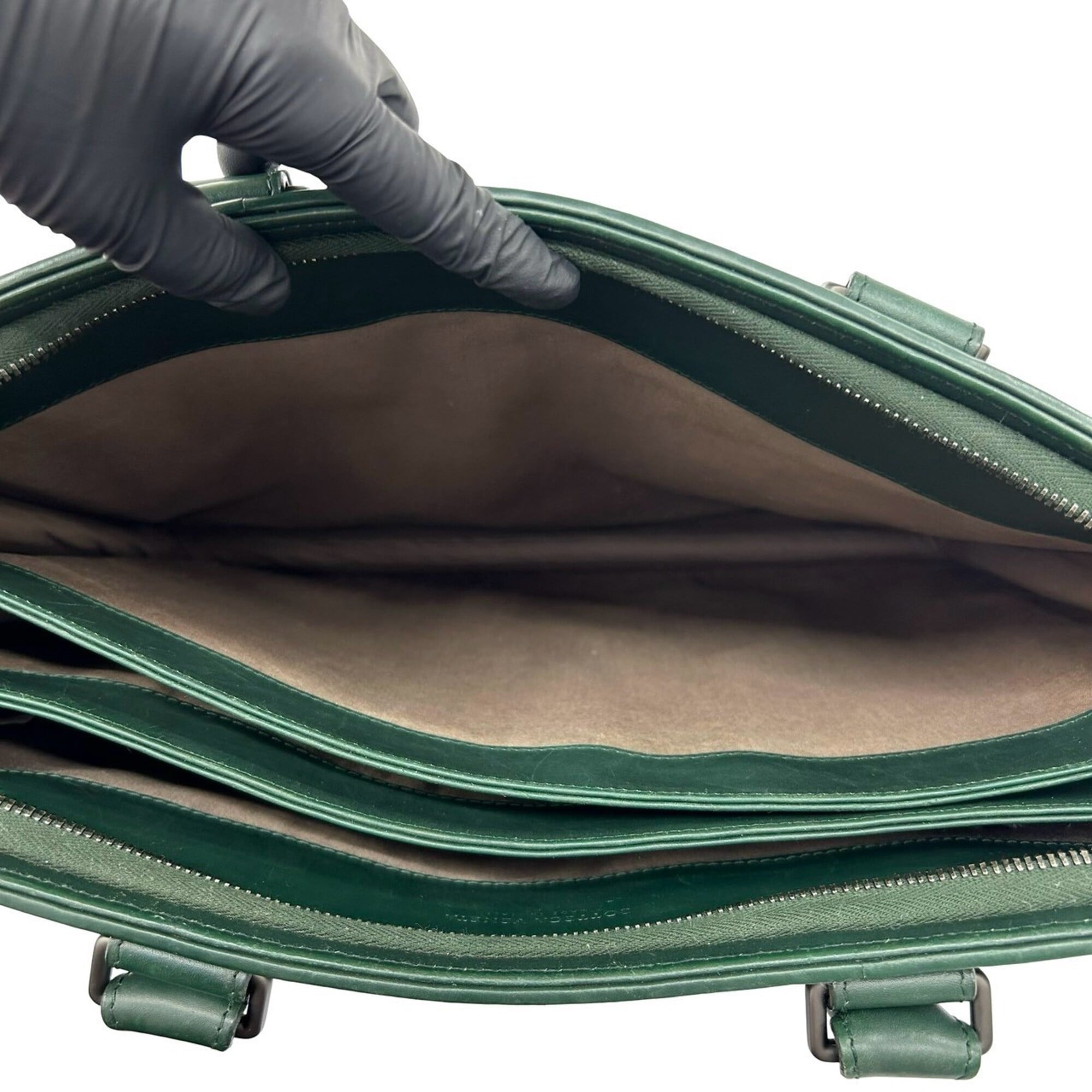 Bottega Veneta Green Leather Briefcase (Pre-Owned)