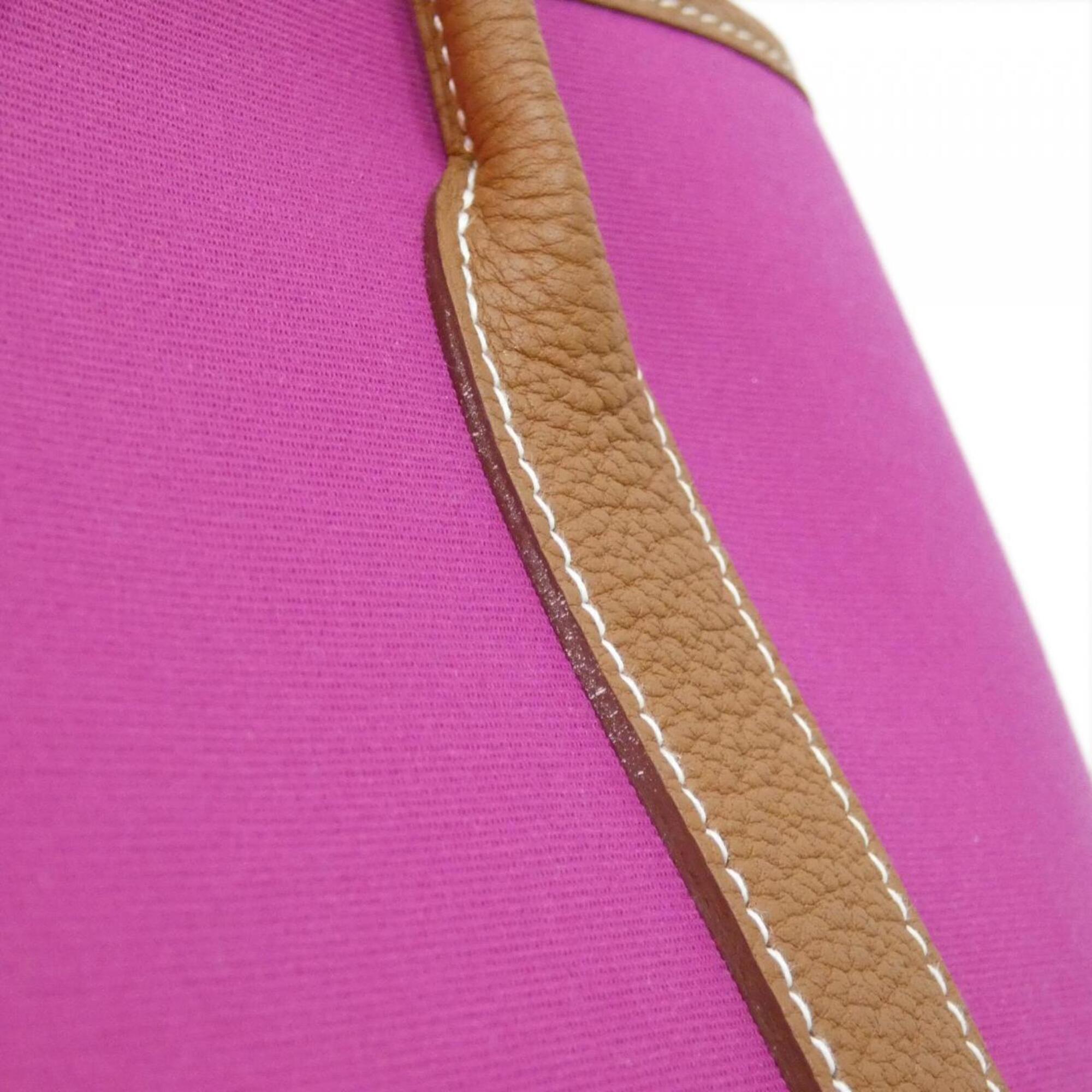 Hermes Gold Pink Toile Officier Negonda Leather Handbag (Pre-Owned)