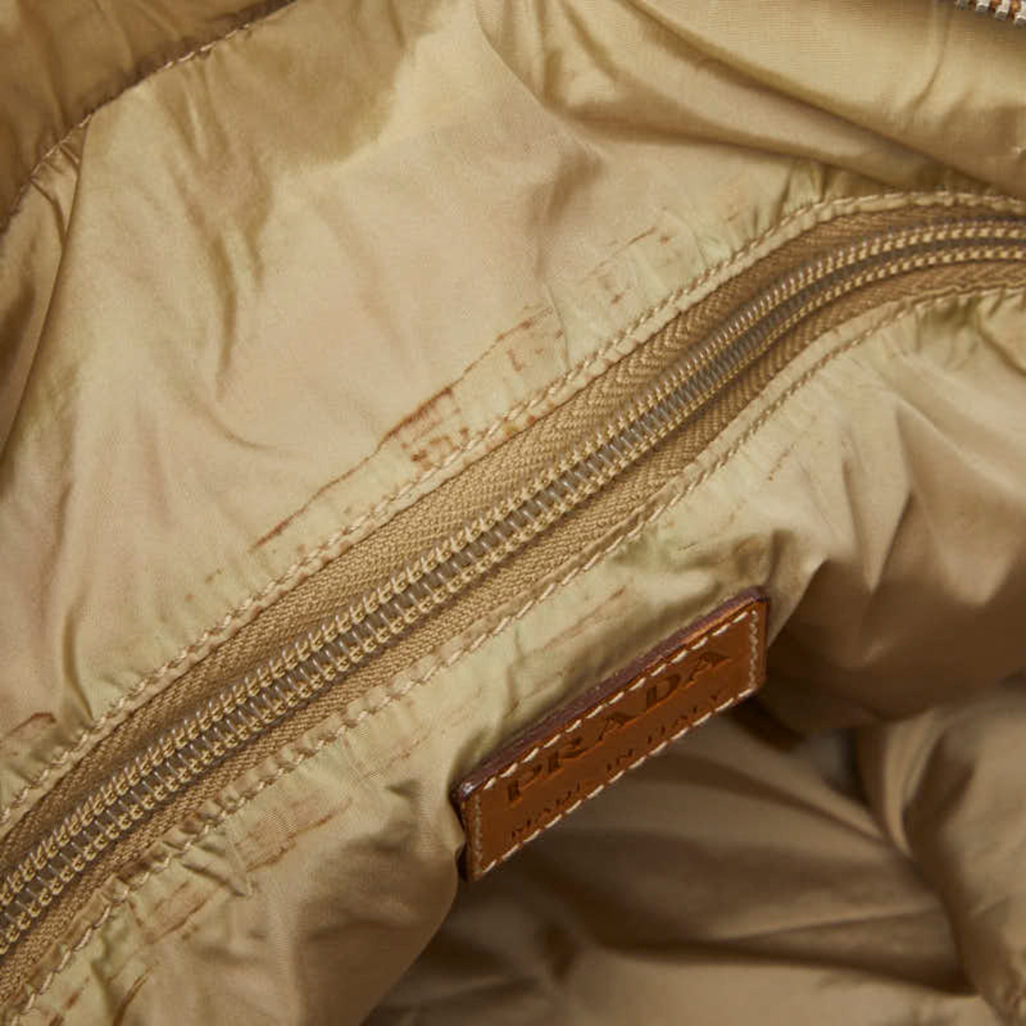Prada Beige Canvas Leather Shoulder Bag (Pre-Owned)
