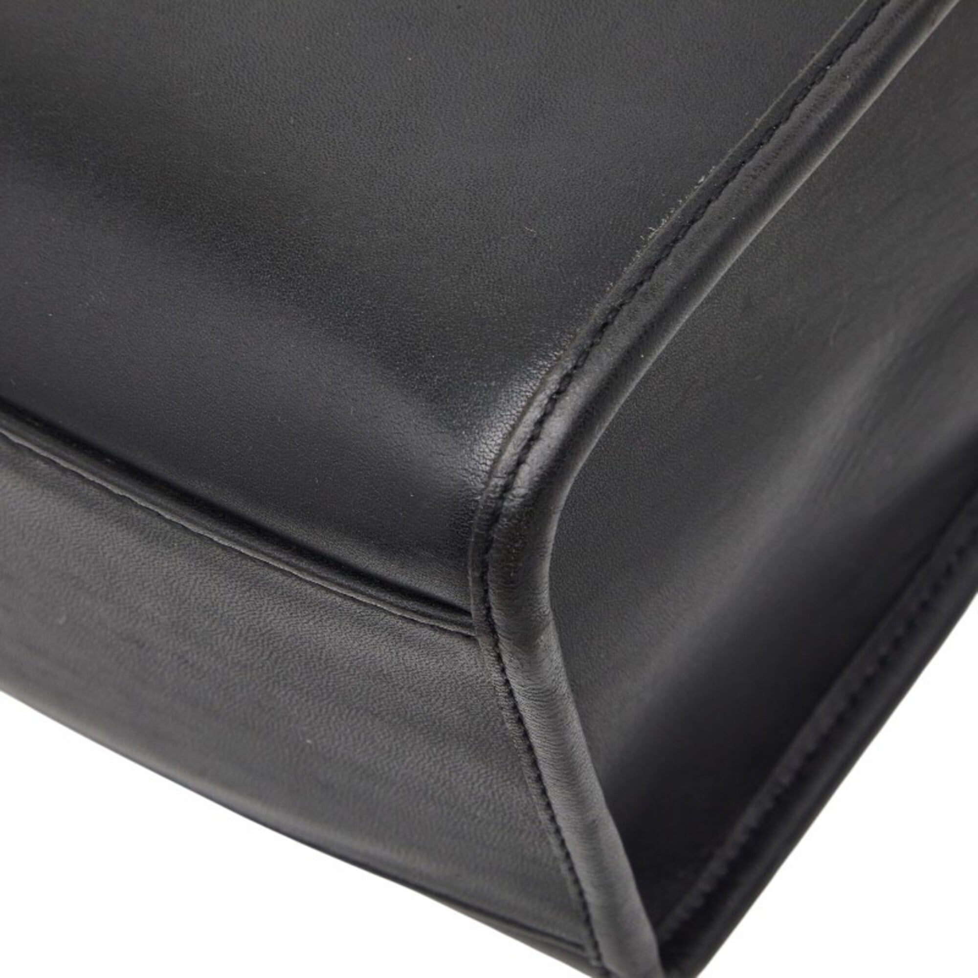 Coach Black Leather Shoulder Bag Tote Bag (Pre-Owned)