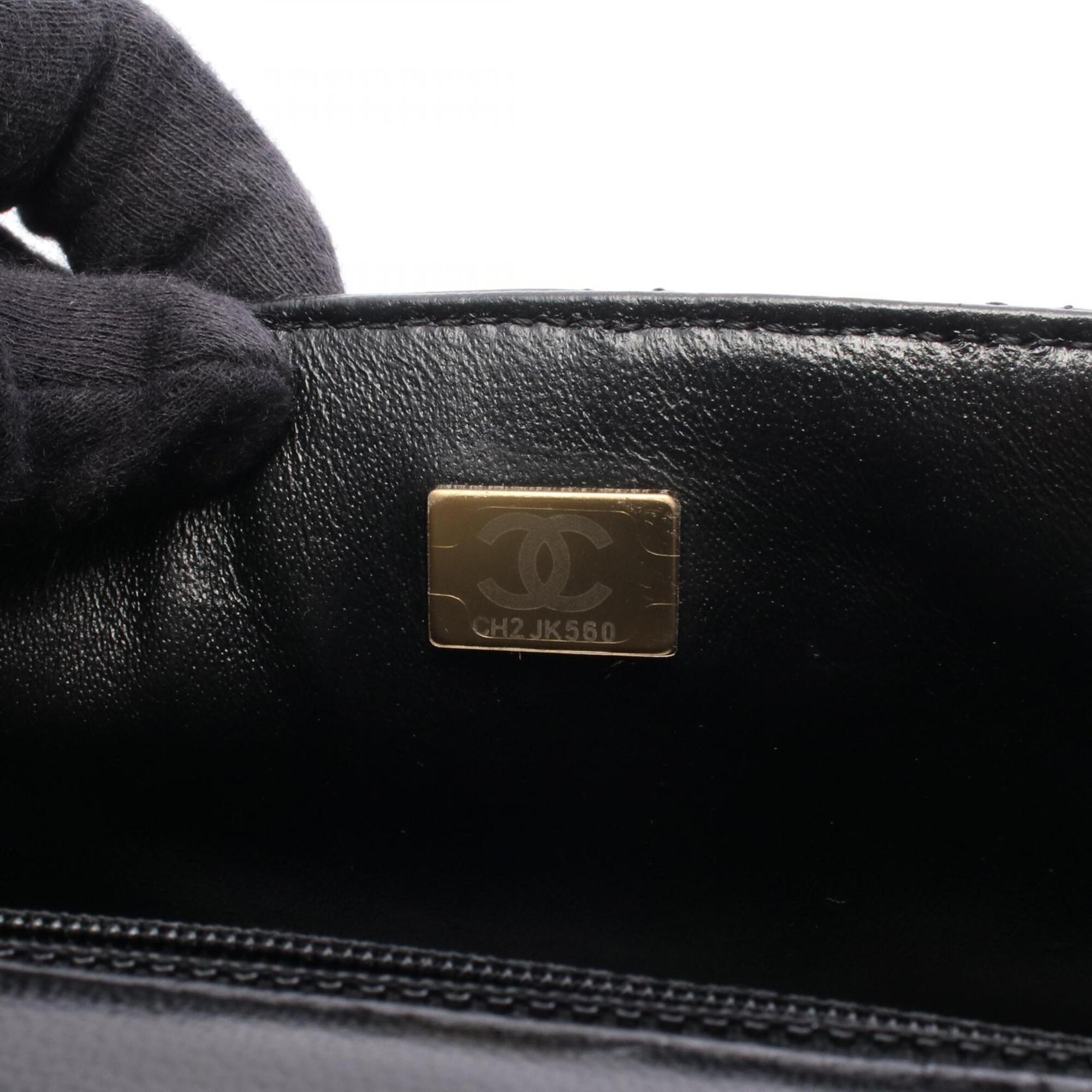 Chanel Black Leather Handbag Shoulder Bag (Pre-Owned)
