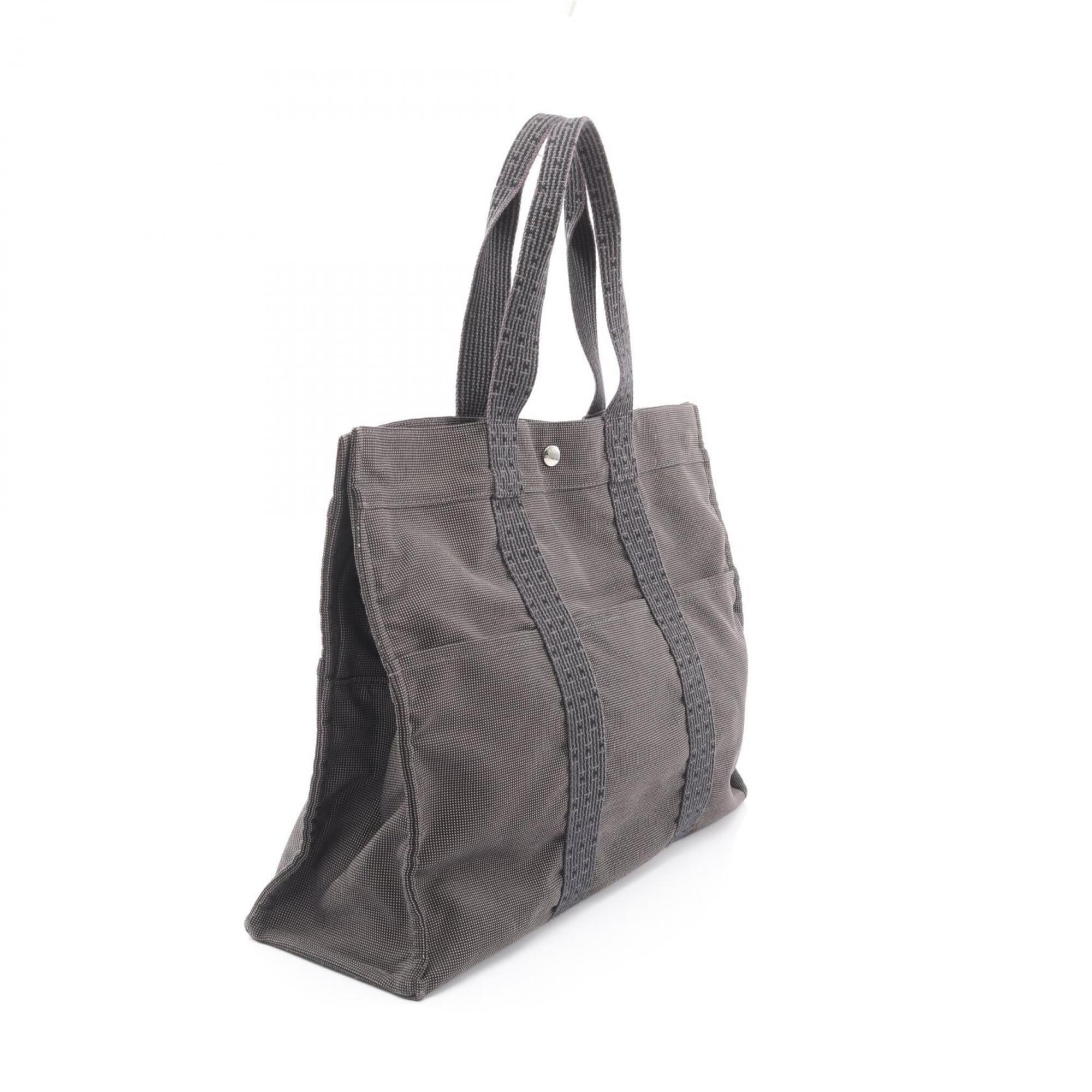 Hermes Gray Nylon Canvas Handbag Tote Bag (Pre-Owned)