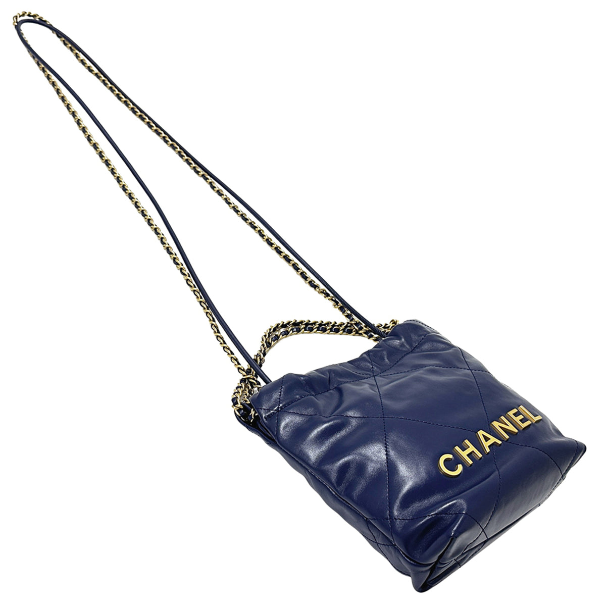 Chanel Navy Leather Handbag Shoulder Bag (Pre-Owned)