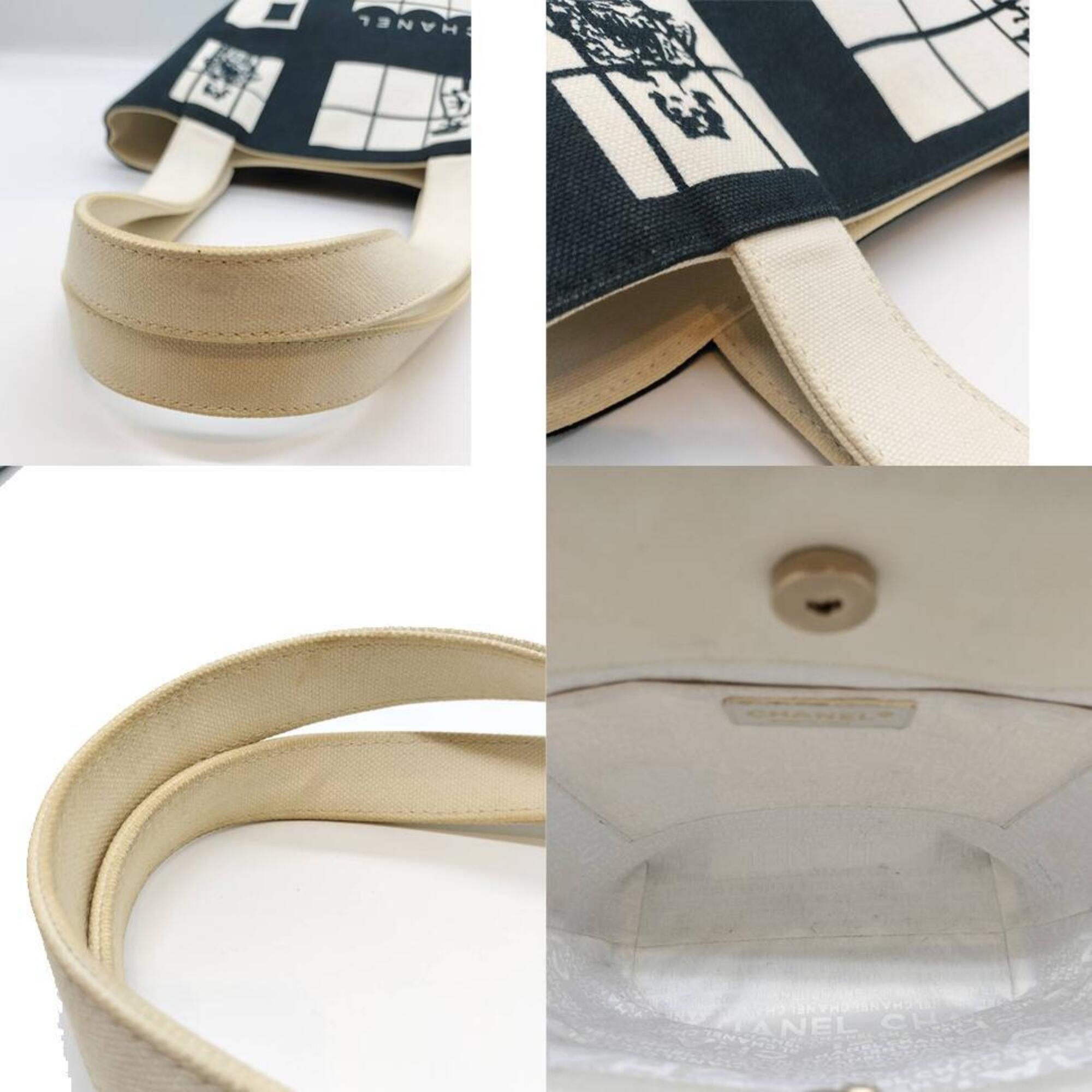 Chanel Black Ivory Canvas Tote Bag (Pre-Owned)