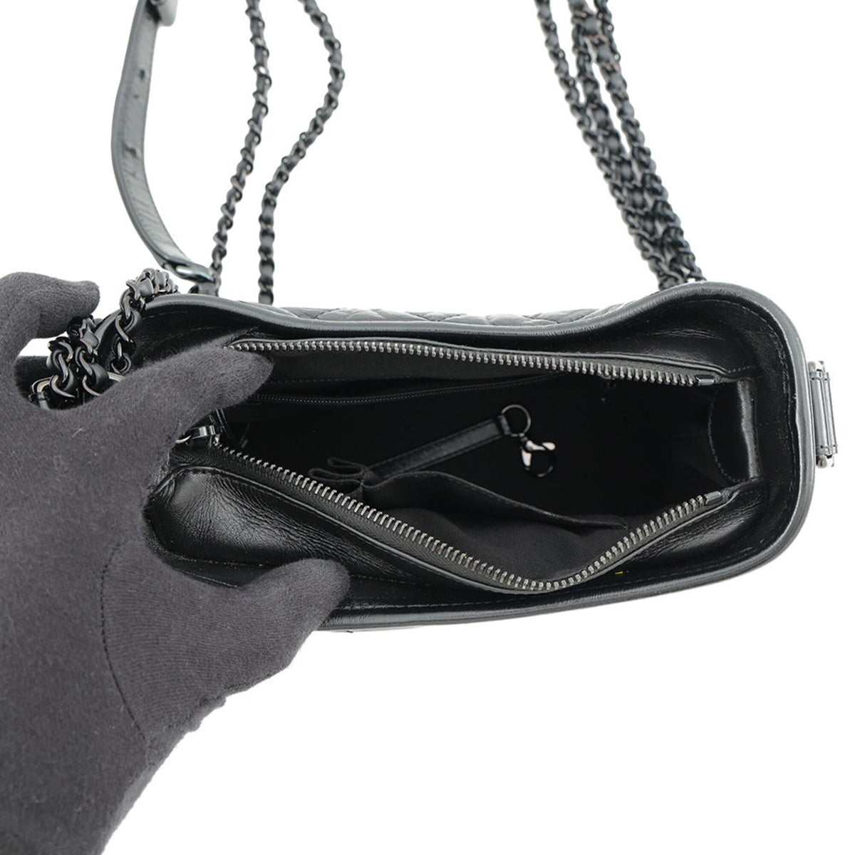 Chanel Gabriel Black Leather Handbag Shoulder Bag (Pre-Owned)