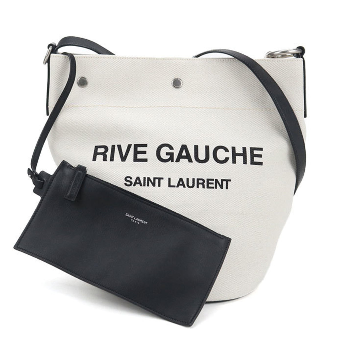 Saint Laurent White Canvas Pouch Shoulder Bag (Pre-Owned)
