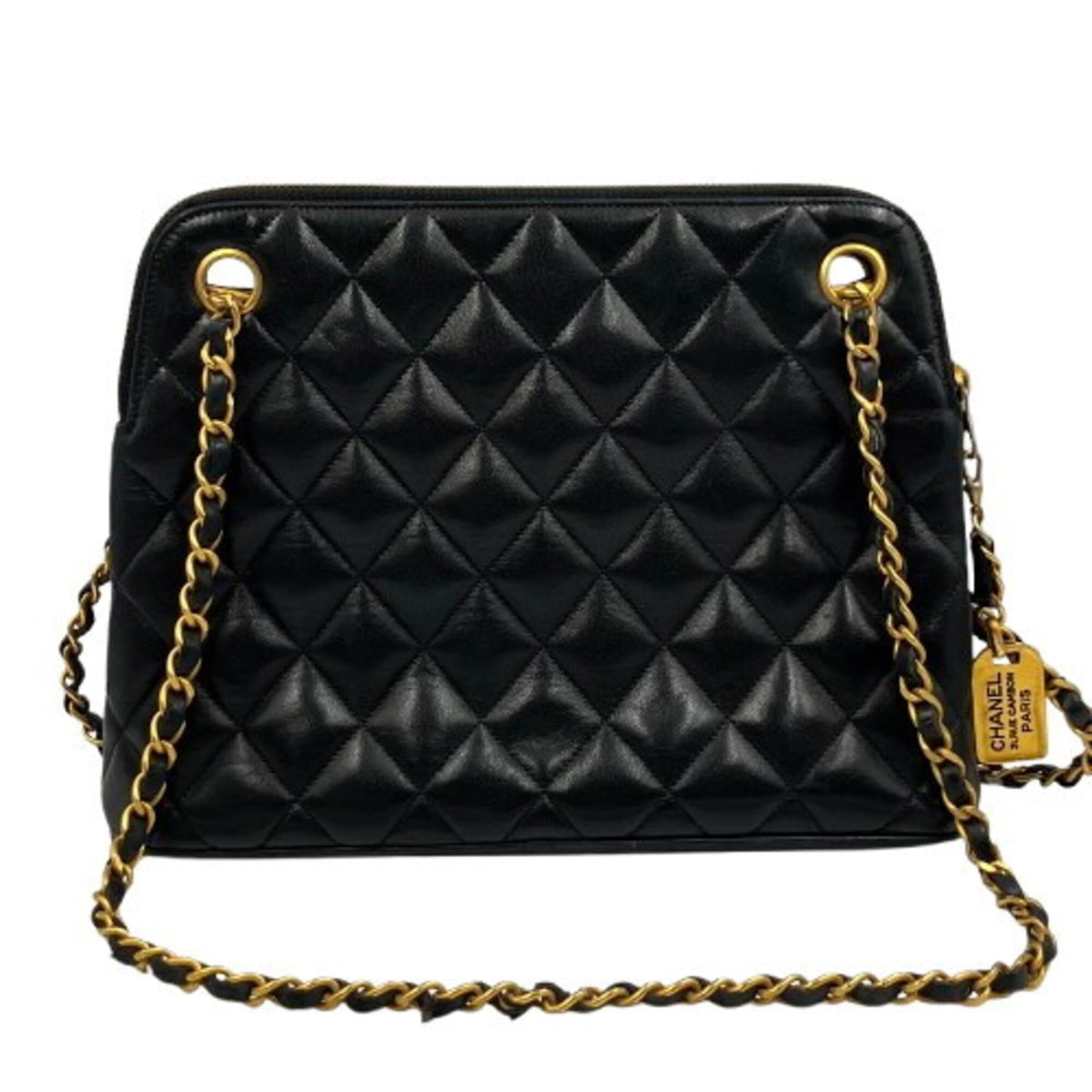 Chanel Matelasse Black Leather Shoulder Bag (Pre-Owned)