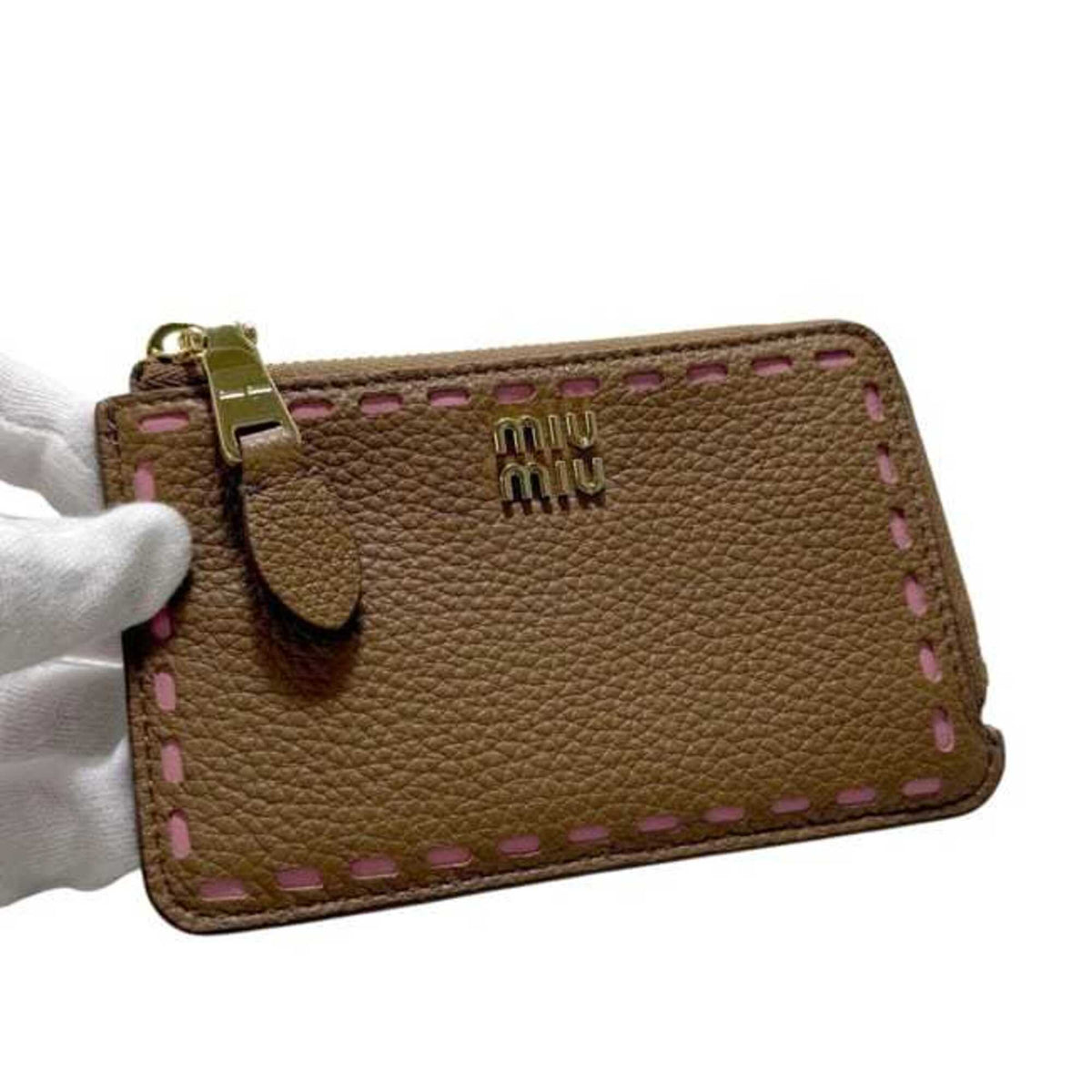Miu Miu Brown Leather Coin Purse/Coin Case (Pre-Owned)