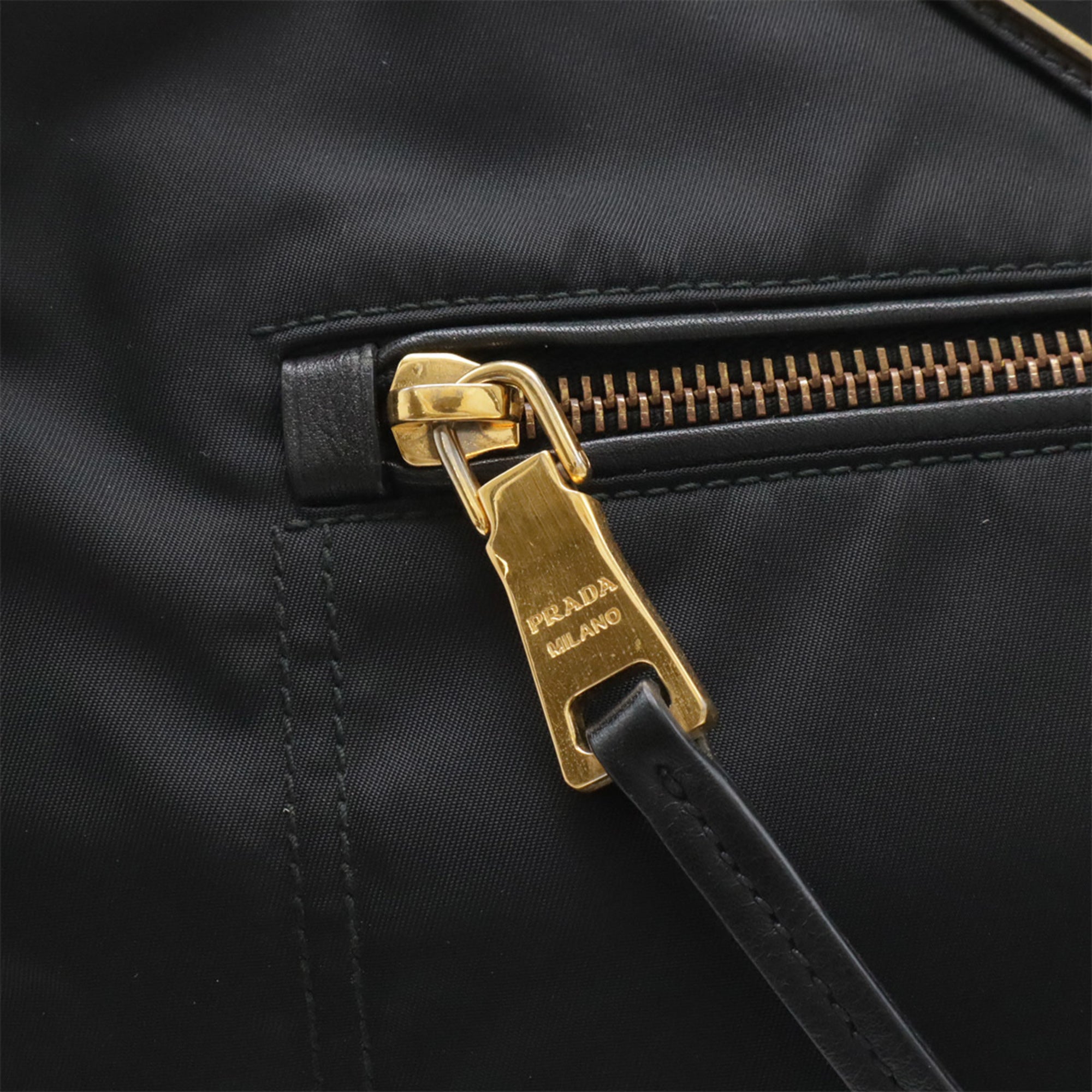 Prada Black Nero Nylon Leather Handbag Shoulder Bag Tote Bag (Pre-Owned)