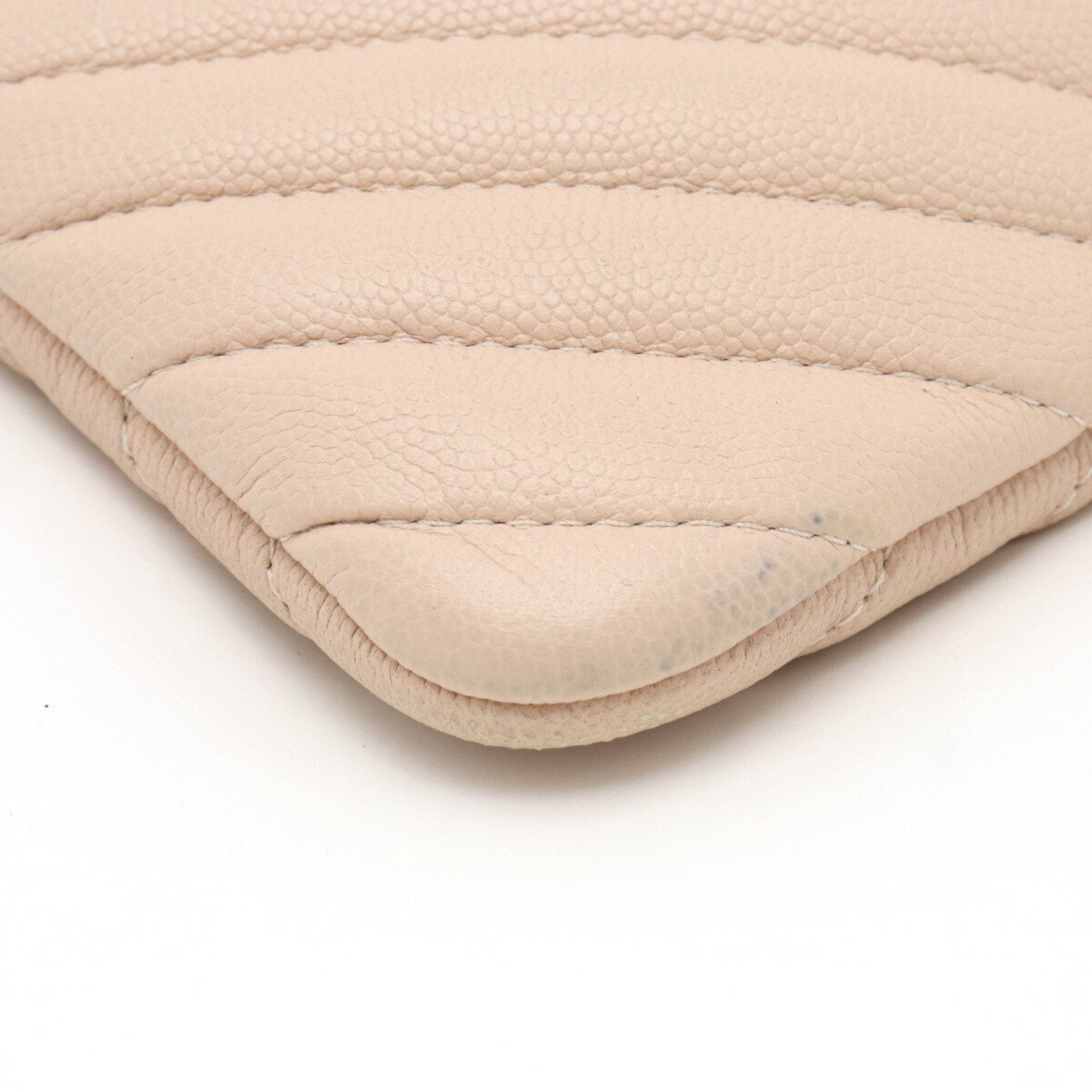Chanel Chevron (V Stitch) Baby Pink Caviar Leather Clutch Bag (Pre-Owned)